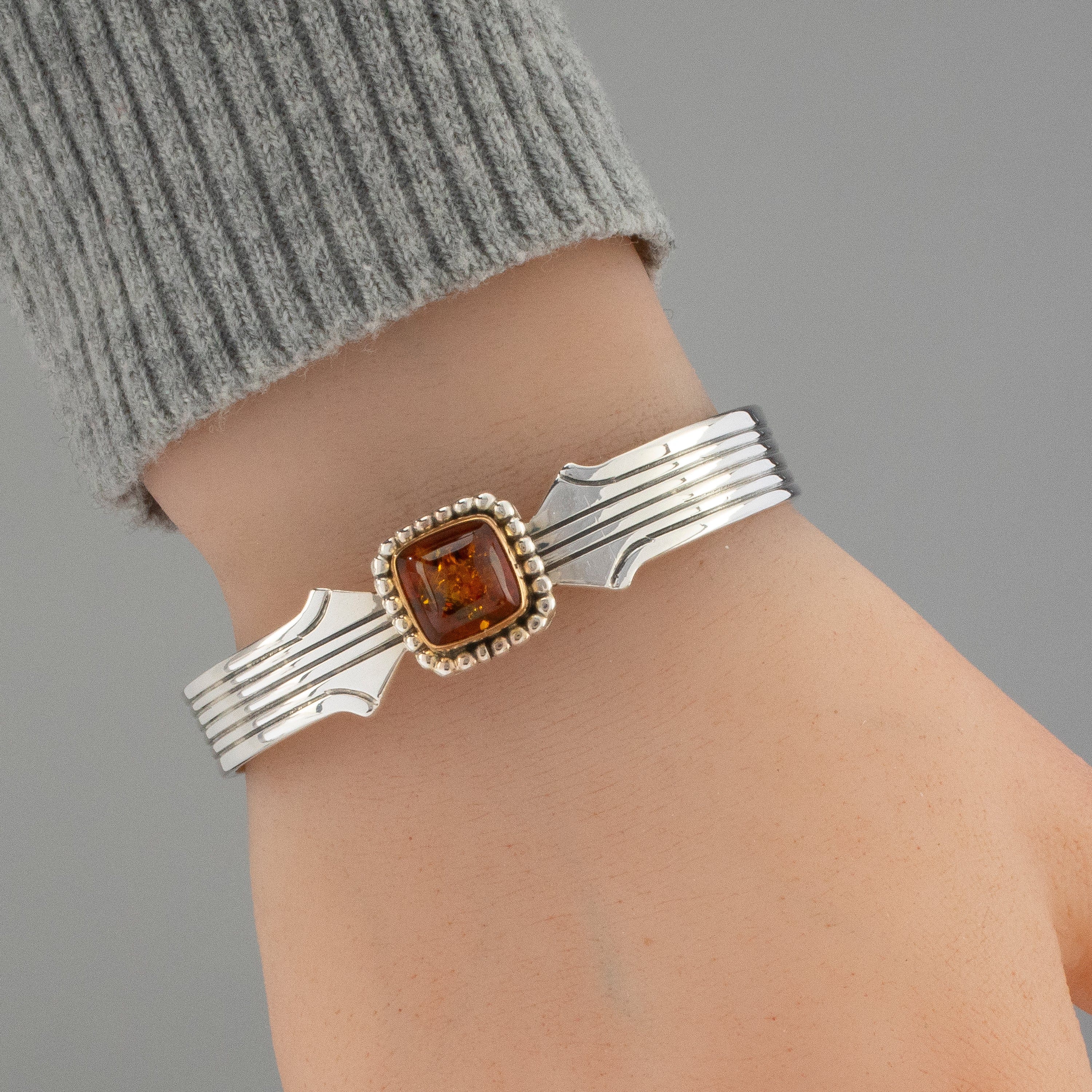 Authentic Navajo USA Native American Handmade 12K Gold Filled & 925 Sterling Silver Cuff Bracelet - Perfect for Boho Fashion, Gift Giving & Special Occasions