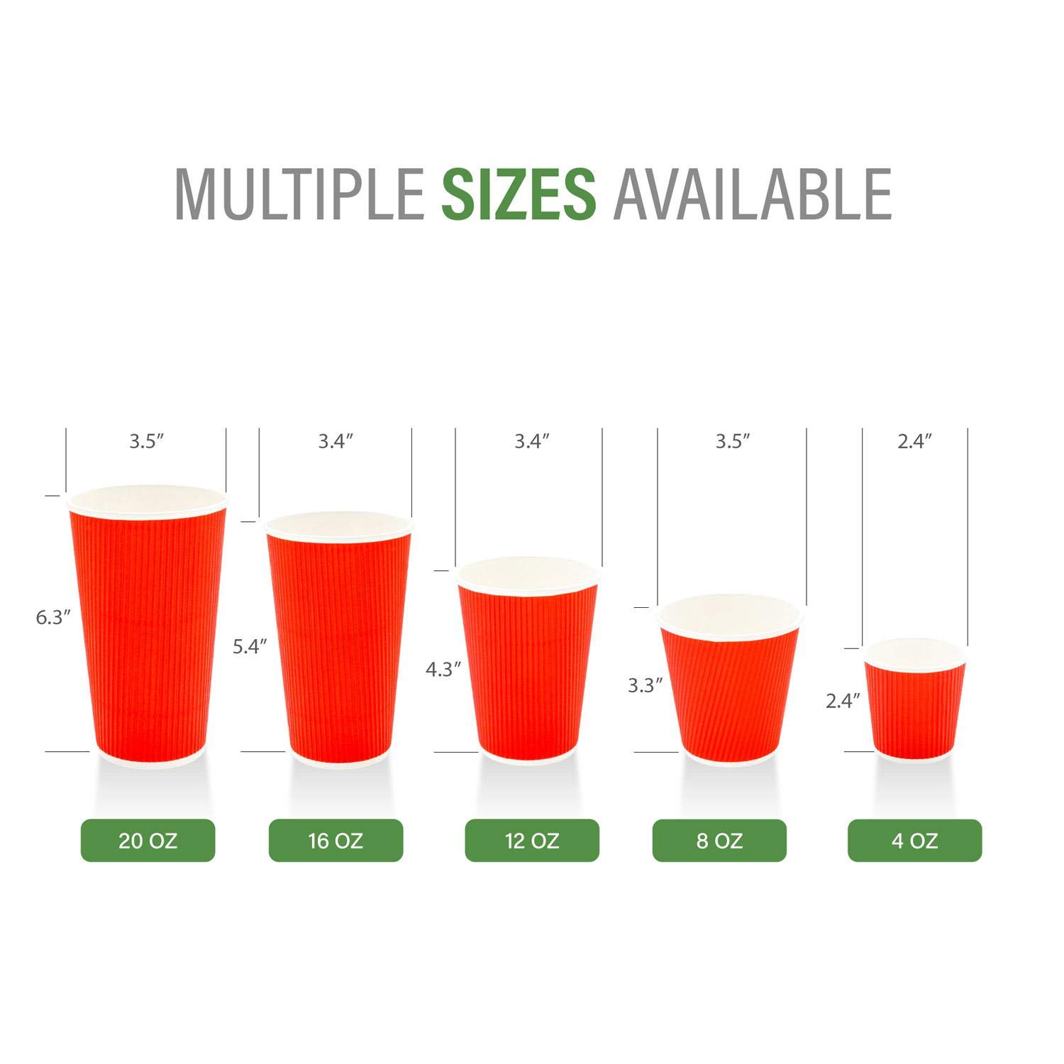 20oz Ripple Insulated Coffee Cups - 250 Pack Double Wall Corrugated Paper Cups with Secure Grip | Eco-Friendly & Leakproof | Perfect for Coffee Shops, Restaurants & Catering (Lids Sold Separately)