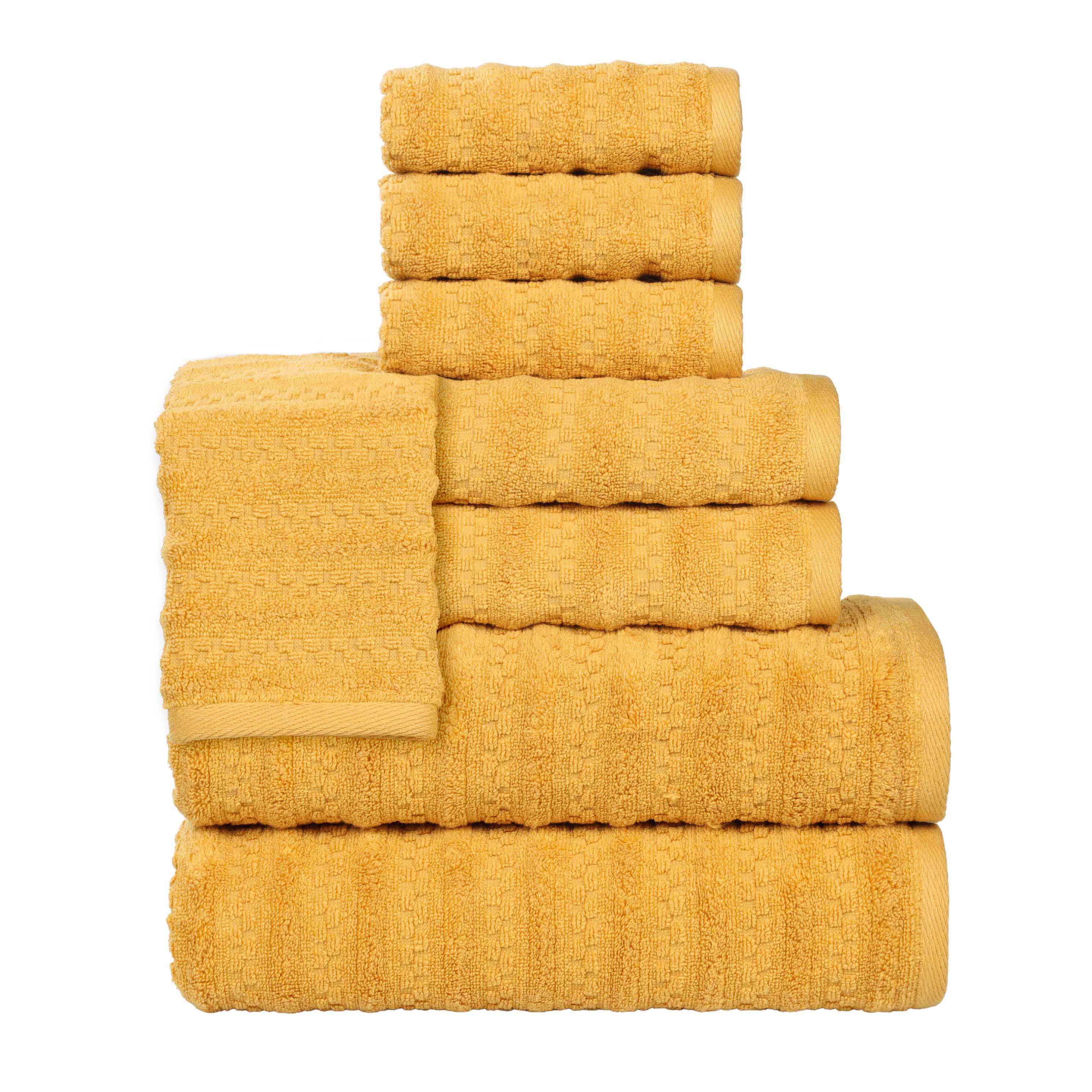 Zuma Zero Twist Cotton Medium Weight Soft Absorbent 8-Piece Bath Towel Set - Premium Luxury Towels for Spa, Gym, Beach & Guest Bathrooms