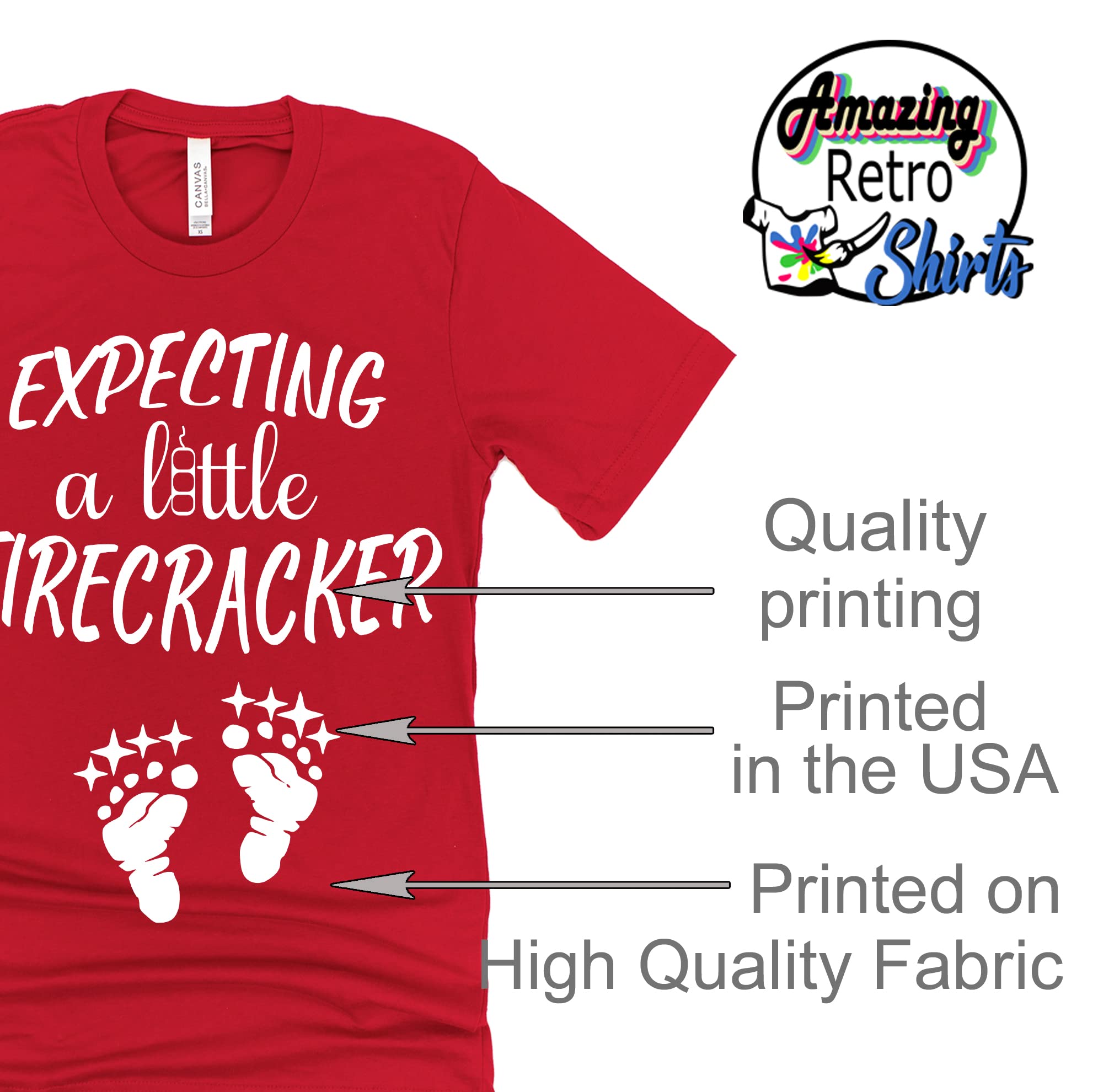 Vintage Retro 'Expecting a Little Firecracker' Baby Announcement Shirt - Cute Pregnancy Reveal Gift for New Moms & Moms-to-Be - Perfect for Gender Reveal Parties, Maternity Photos & First Trimester Announcements