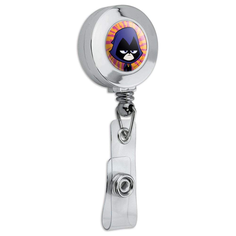 Teen Titans Go! Raven Retractable Badge Reel - Chrome ID Card Holder Clip for Work, School & Cosplay | Superhero Accessories for Teachers, Nurses & Fans