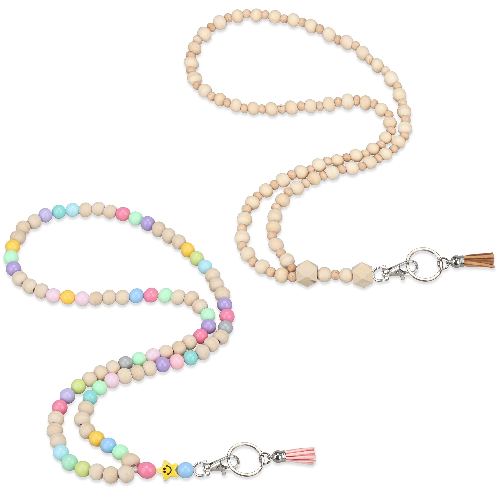 ABAMERICA Beaded Teacher Lanyards for ID Badges & Keys - 2 Pack for School & Office Use