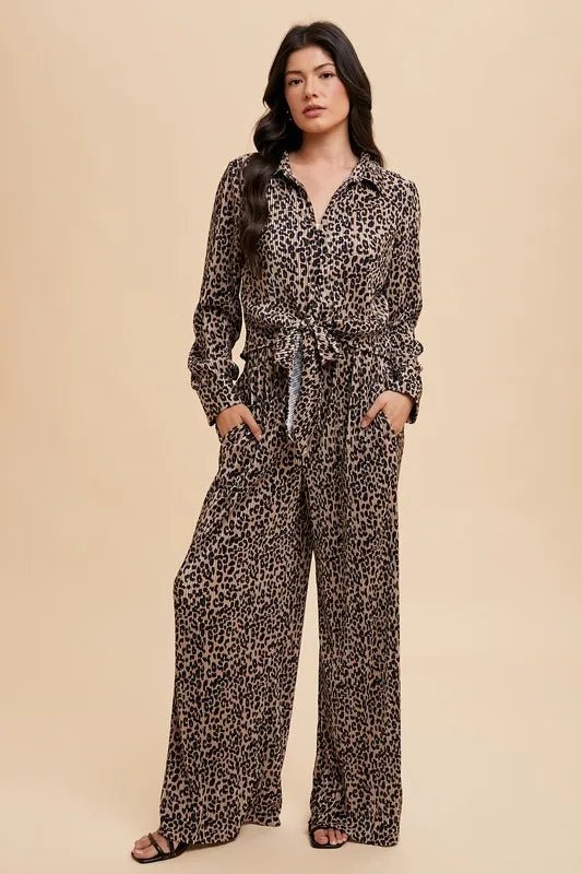 Annie Wear Women's Leopard Print Plisse Lounge Wide Leg Pants - Soft Stretchy Comfort for Home, Yoga & Casual Outings