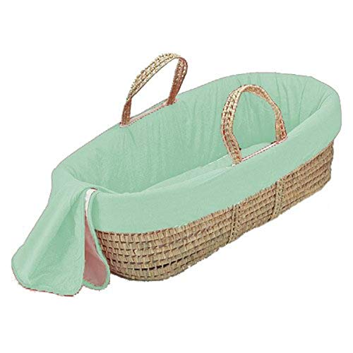 BKB Solid Color Moses Basket for Newborns - Soft & Breathable Mint Baby Bassinet | Perfect for Nursery, Bedside Sleeping & Travel