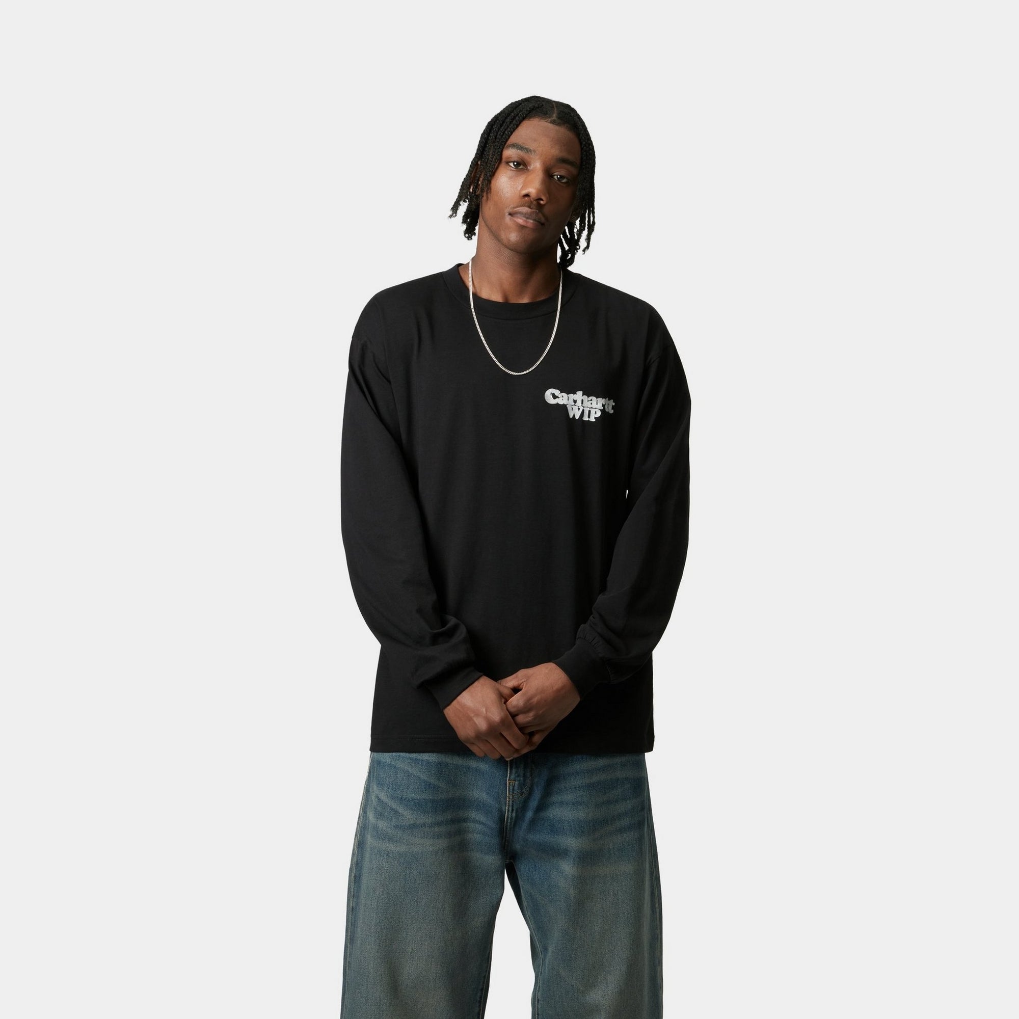 Chain Link Long Sleeve T-Shirt for Men & Women | Black & Silver Gothic Style Shirt | Perfect for Concerts, Halloween, and Alternative Fashion Outfits