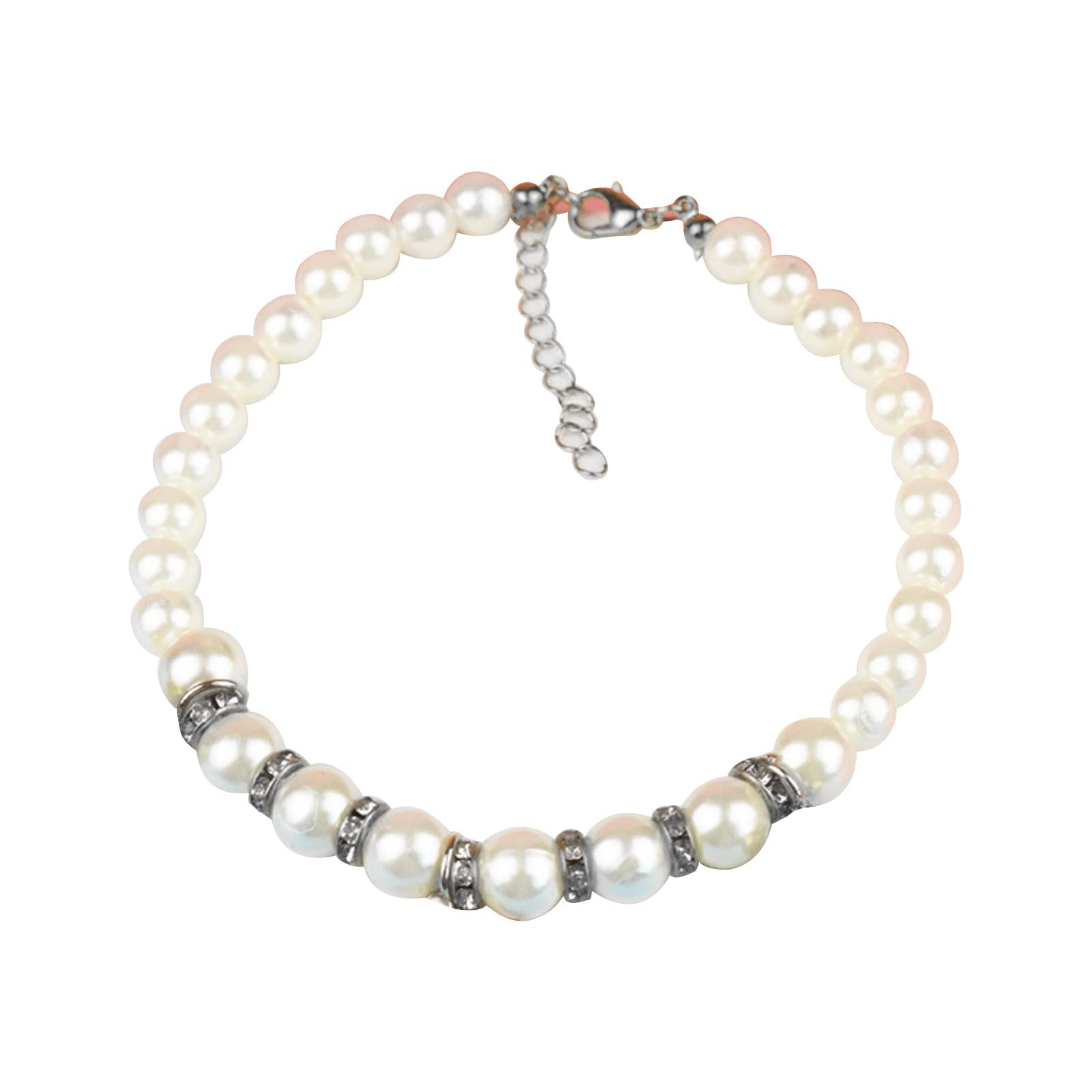 Guohanfsh Fashion Imitation Pearl Pendant Adjustable Cat & Dog Necklace - Elegant Pet Collar Accessory for Special Occasions & Photo Shoots