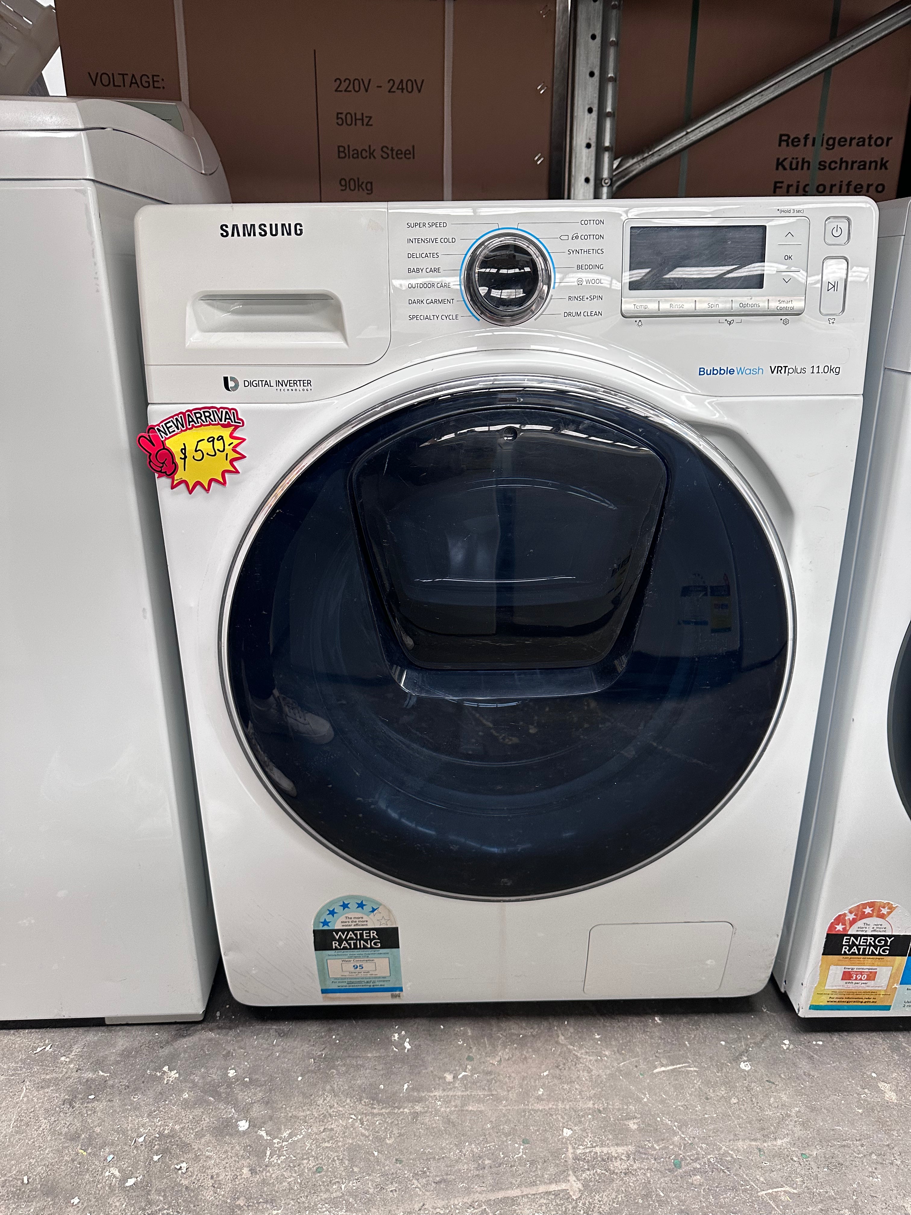 Refurbished Samsung AddWash 11kg Front Load Washing Machine - Large Capacity, Eco-Friendly, Smart Home Compatible for Apartments & Laundry Rooms