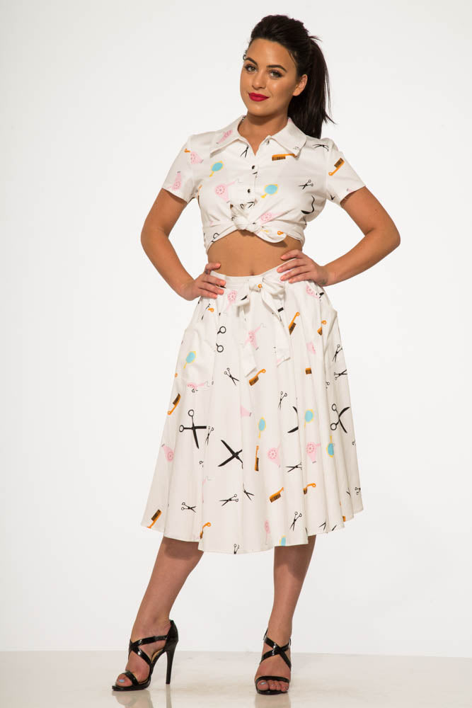 Elegant Beauty Salon Top & Swing Skirt Set for Women - Perfect for Spa, Salon Professionals & Fashion Outfits