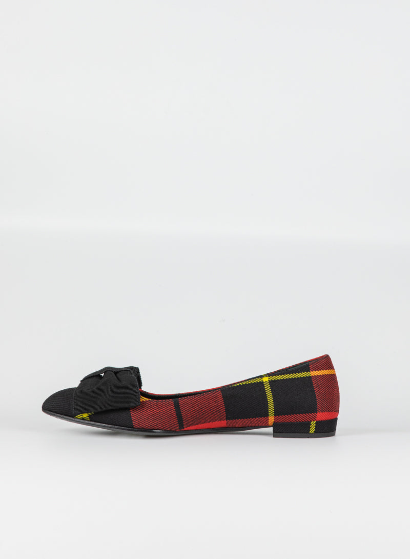 Prada Ballerine Flats in Red Tartan with Bow - Size 36.5 | Elegant Women's Loafers for Office, Parties & Casual Wear