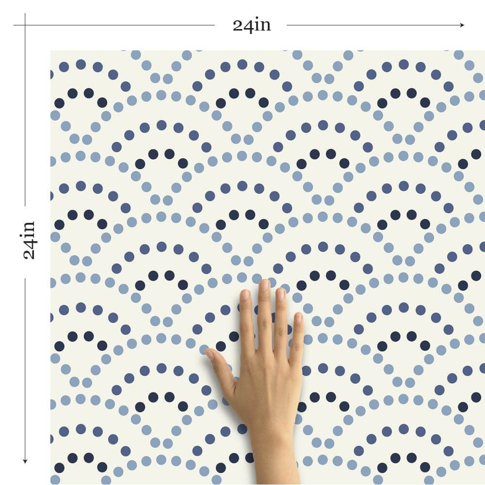 Navy Blue Circles Geometric Peel and Stick Removable Wallpaper - Self-Adhesive Decorative Wall Covering for Bedroom, Living Room, Nursery & Office Decor