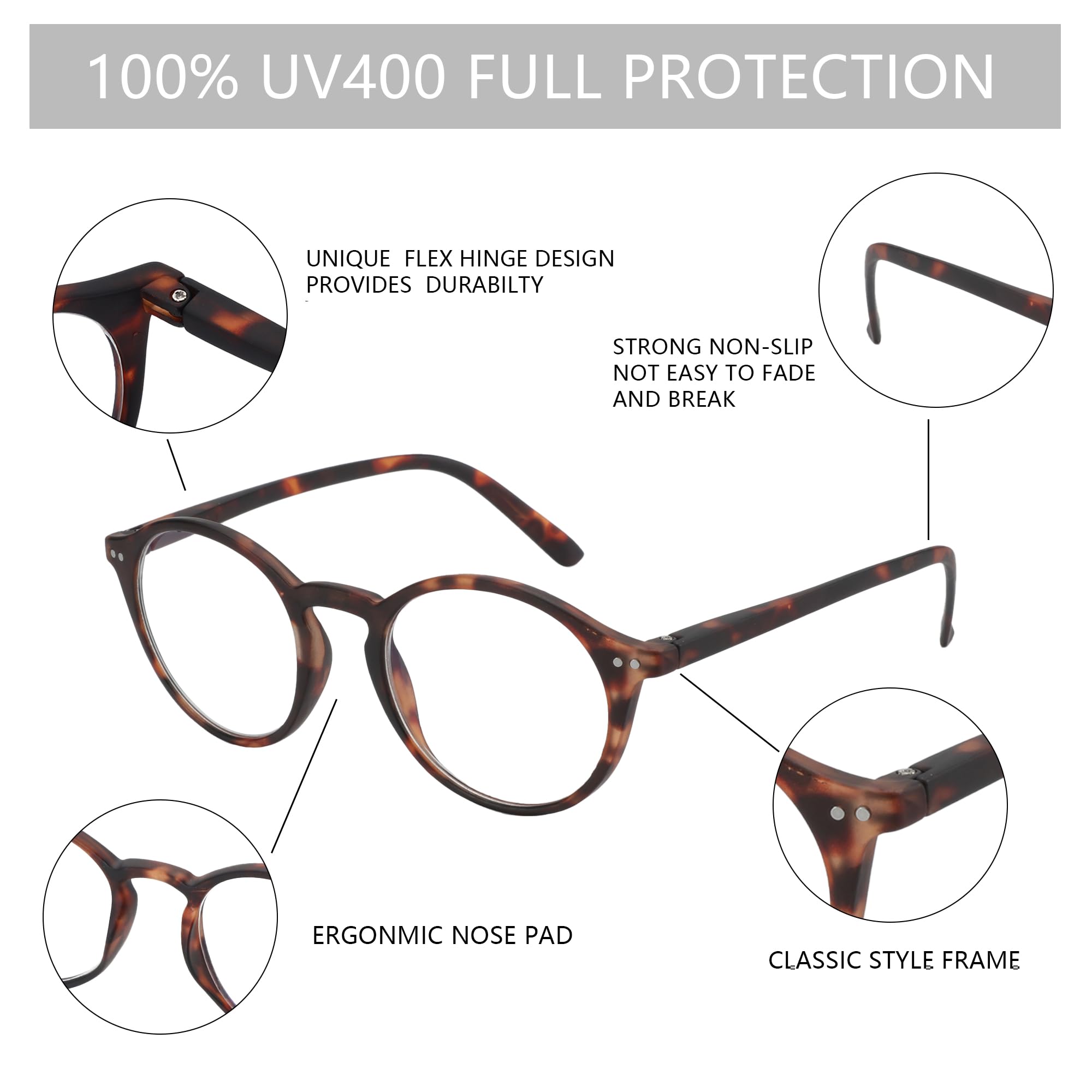 BLUEMOKY Blue Light Blocking Glasses 2 Pack - Reading Glasses for Women & Men, Computer Readers with Spring Hinge - Reduce Eye Strain for Office Work, Gaming & Screen Time