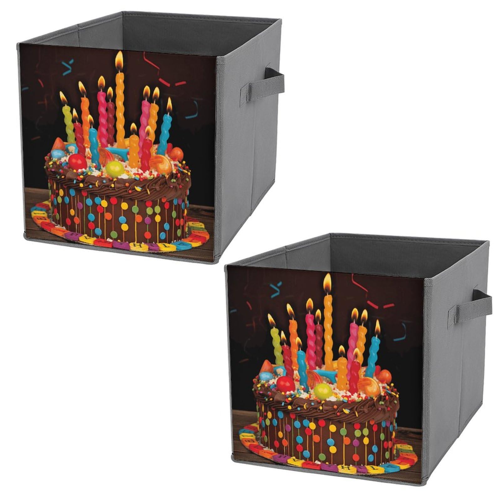 Collapsible Storage Bins 2-Pack - Stackable Foldable Storage Containers with Handles, Organizer Baskets for Home, Office & Closet Organization - Perfect for Birthday Cakes, Toys, Books & Seasonal Storage