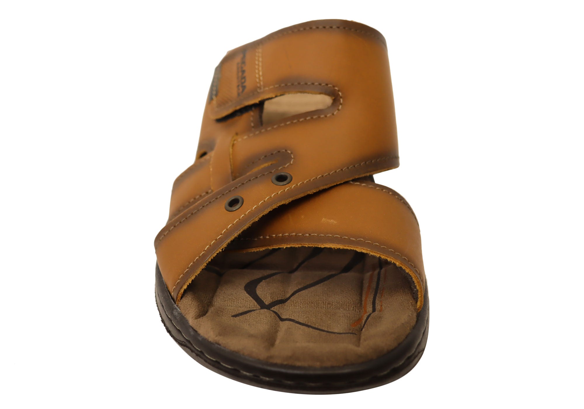 **Pegada Islander Men's Comfortable Leather Slides Sandals - Handmade in Brazil - Perfect for Beach, Pool & Casual Wear**
