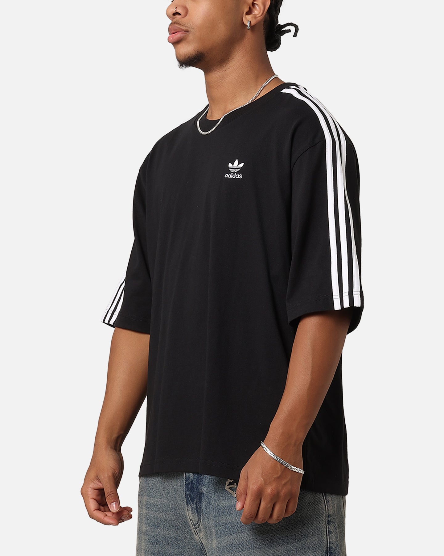 Adidas Oversized T-Shirt for Men - Black Cotton Casual Tee for Streetwear & Everyday Comfort