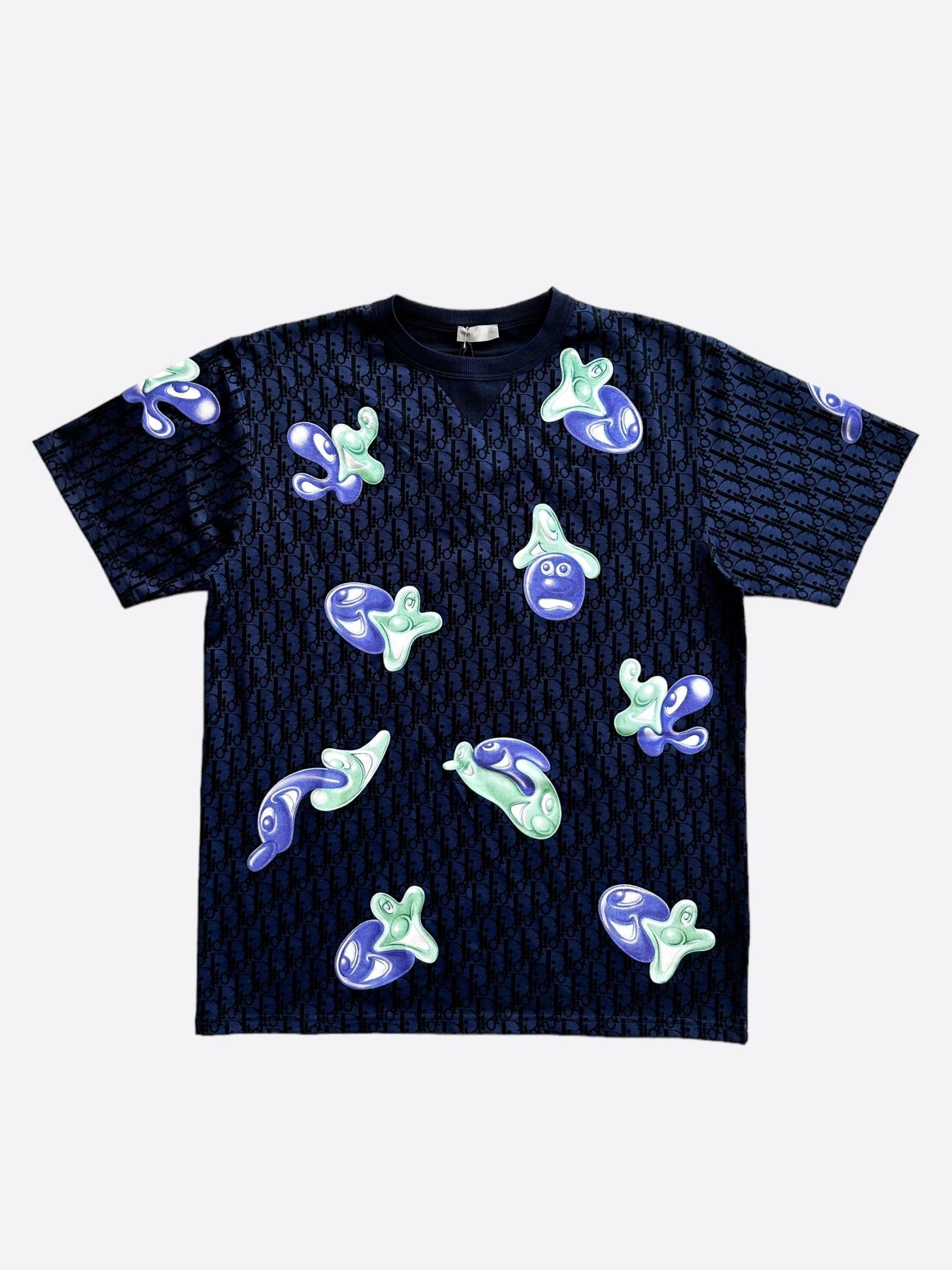 Dior Kenny Scharf Purple Oblique Faces Graphic T-Shirt - Limited Edition Streetwear for Men & Women | Perfect for Casual Wear, Street Style & Fashion Events