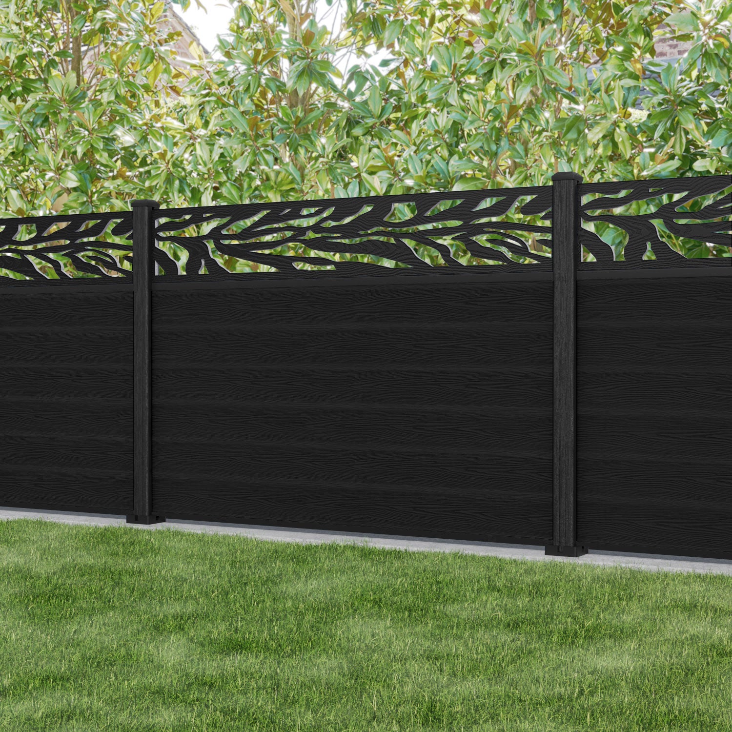 Classic Malawi Fence Panel - Black Composite Wood Privacy Fence with Durable Composite Posts | Perfect for Backyard, Garden, and Property Boundary Protection