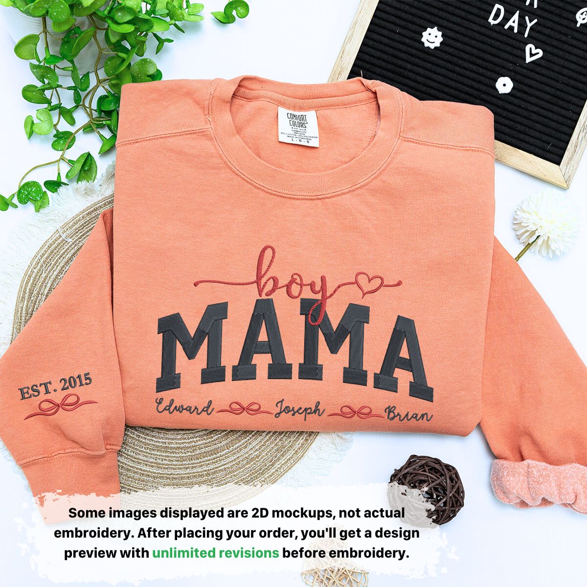 Custom Embroidered Boy Mama Sweatshirt & Hoodie with Kids Names - Perfect for Family Photos, Mother's Day Gifts & Cozy Parenting Moments