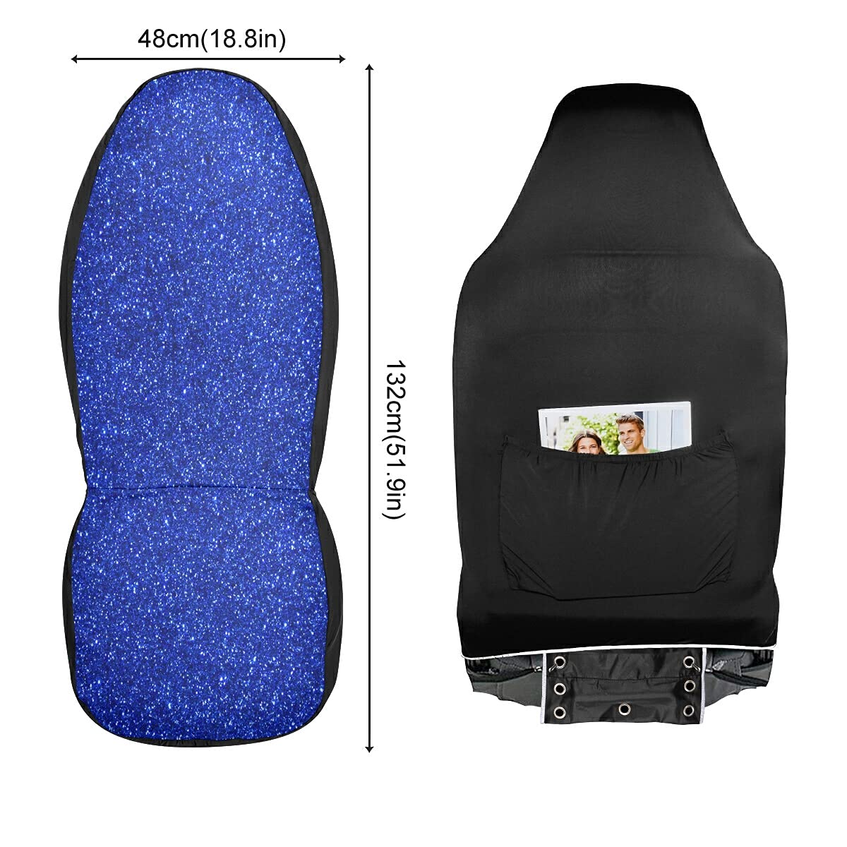 Blue Glitter Breathable Car Seat Covers - 2-Piece Set for Front Seats, Universal Fit for Most Cars, SUVs, Trucks & Vans | Durable Seat Protector with Stylish Sparkle Texture | Perfect for Daily Commute, Road Trips & Vehicle Protection