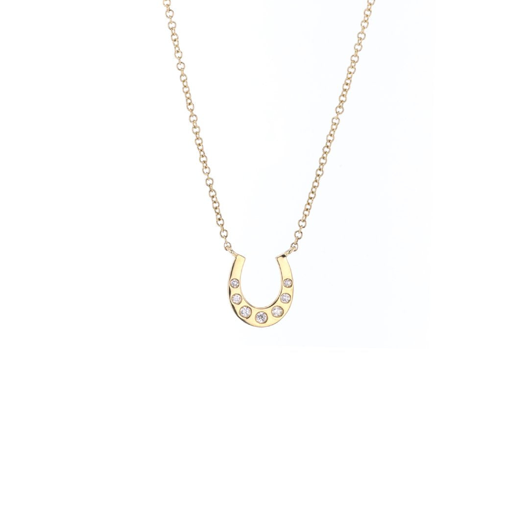 16+2 0.07 Carat Diamond Horseshoe Pendant Necklace - Elegant Jewelry Gift for Women, Perfect for Birthday, Anniversary & Special Occasions