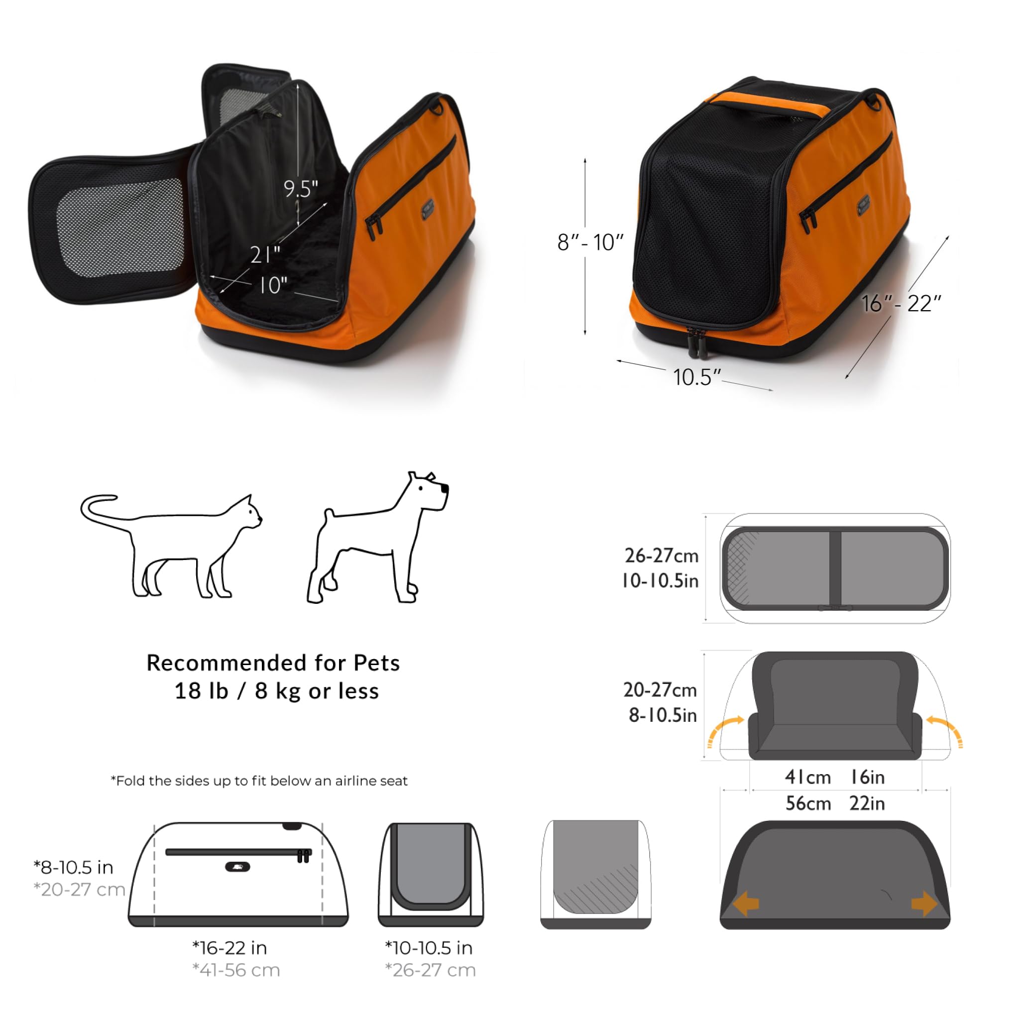 Sleepypod Air In-Cabin Pet Carrier - FAA Approved, Lightweight & Breathable for Small Dogs & Cats - Perfect for Air Travel, Road Trips & Vet Visits (Orange Dream)