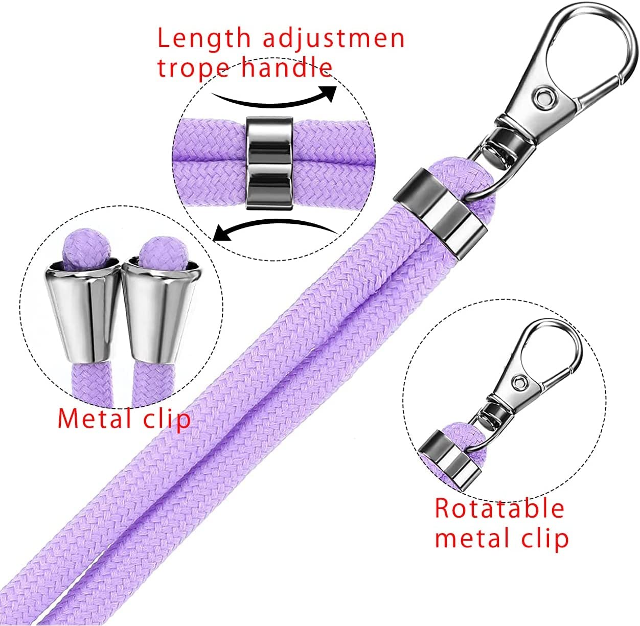 Adjustable Nylon Phone Lanyard Strap - Crossbody Neck & Wrist Strap with 5 Phone Patches - Compatible with Most Smartphones (Red Rainbow) - Perfect for Travel, Work, Concerts & Outdoor Activities