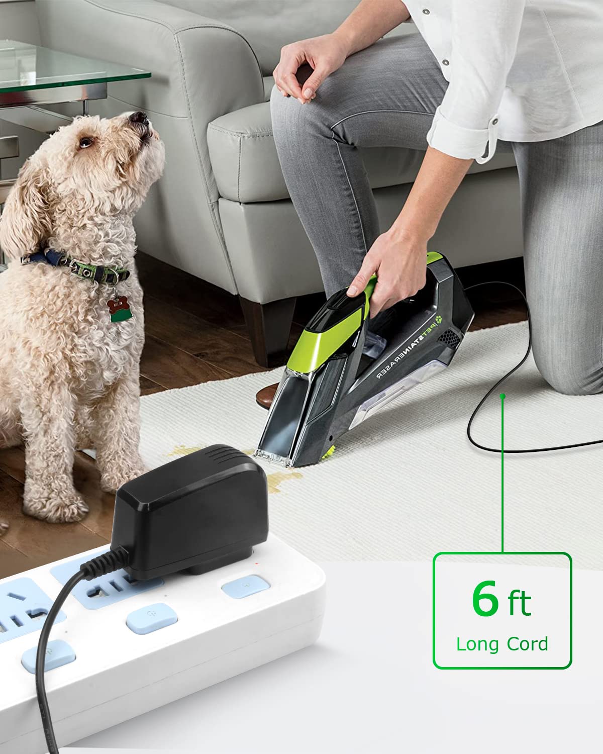 Bissell Pet Stain Eraser 2003 Replacement Charger - 10V Power Cord for Bissell Cordless Handheld Vacuum Cleaner Models 2054, 2002, 20037, 20028, 2002Q, 2003, 2003A, 2164A (Compatible with Bissell Charger 1611736) - Perfect for Home & Pet Stain Cleaning