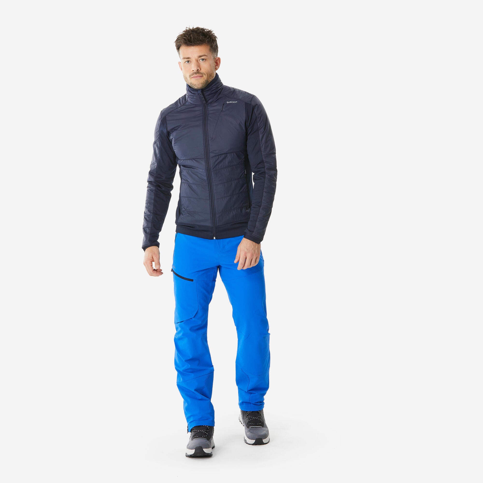 Quechua Men's SH900 Hybrid Fleece Hiking Jacket - Waterproof Windproof Outdoor Jacket for Camping, Trekking & Winter Adventures