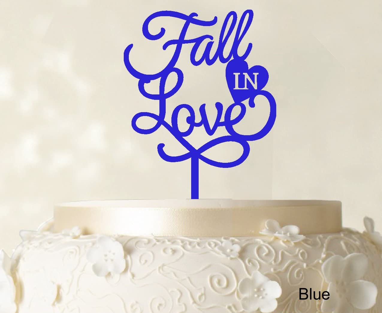 Personalized Blue Wedding Cake Topper - Custom Cake Decoration 6-7 Inches Wide - Perfect for Fall Weddings, Anniversary Cakes & Romantic Celebrations