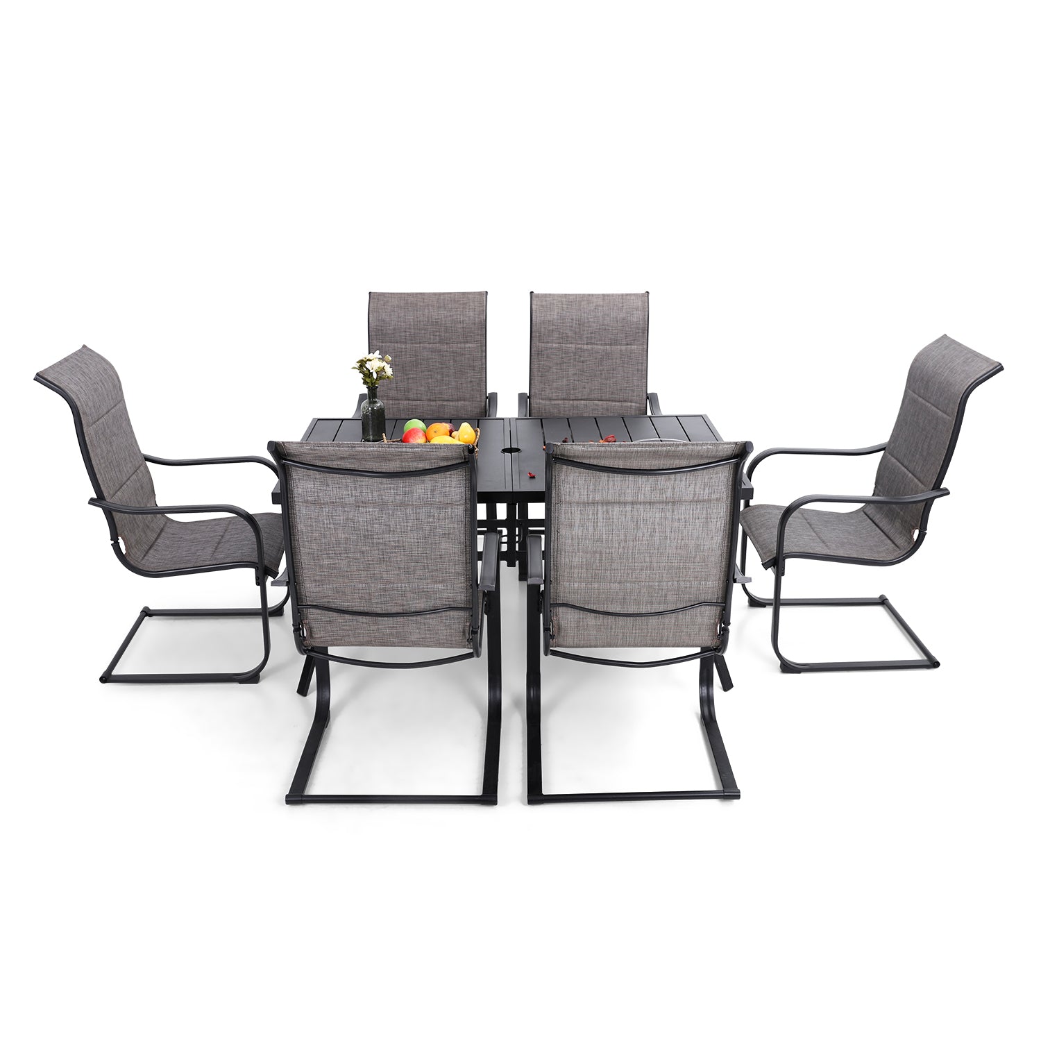 MFSTUDIO C Spring Textilene Patio Chairs & Steel Panel Table - 5-Piece Outdoor Dining Set for Backyard, Garden, Poolside Relaxation and Entertaining