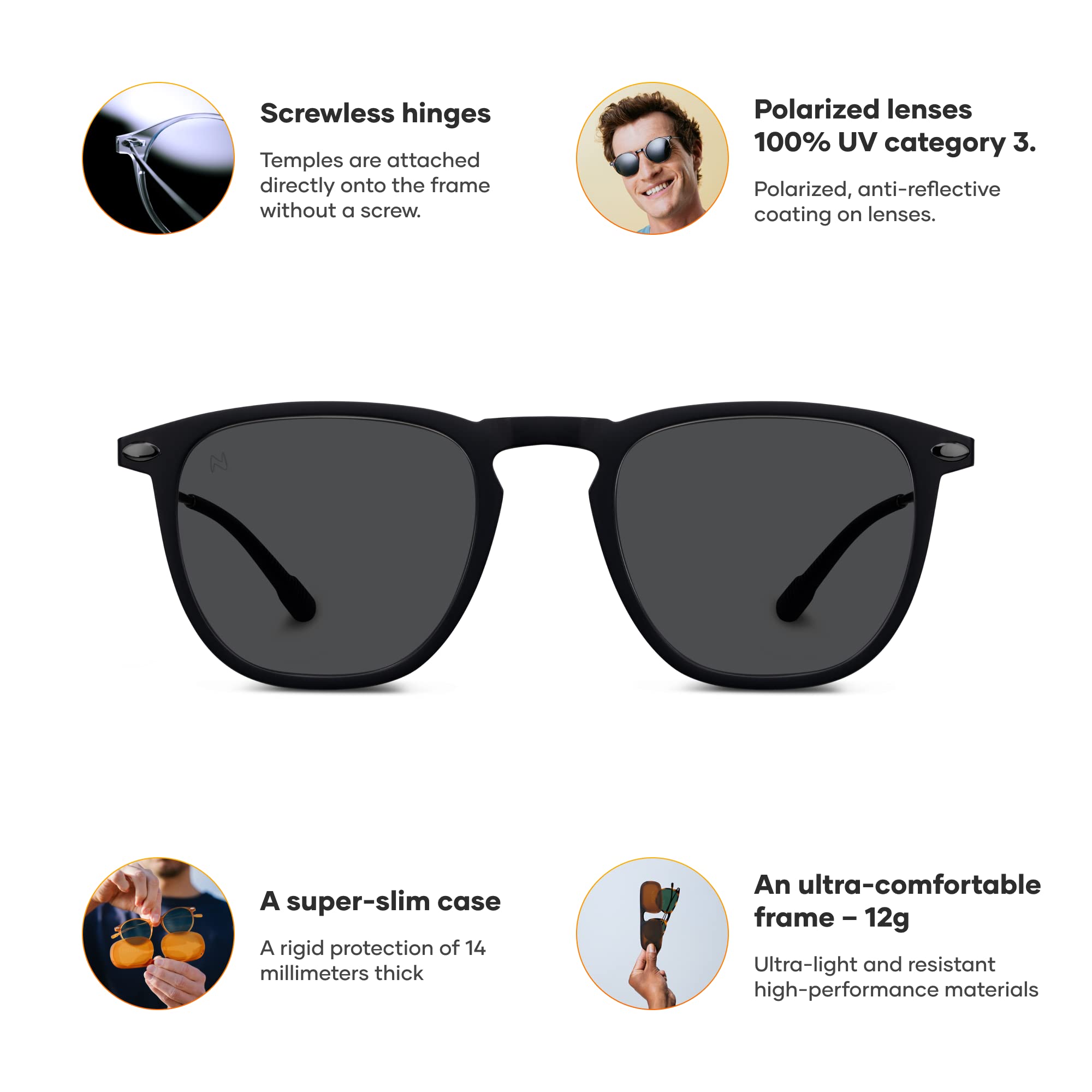 NOOZ Polarized Sunglasses for Men & Women - 100% UV Protection - Lightweight & Durable - Comes with Compact Case - Perfect for Driving, Beach & Outdoor Activities