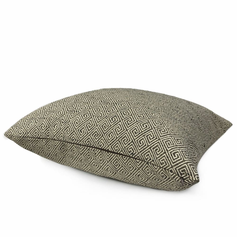 Premium Darius Dark Brown Greek Key Pillow Cover - Decorative Throw Pillow Case for Sofa, Bed & Home Decor - 18x18 Inches