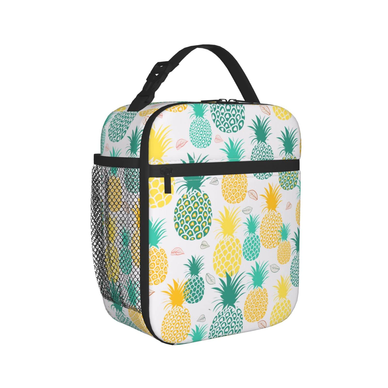 WAZHIJIA Insulated Pineapple Lunch Bag for Women - Reusable Tote Lunch Box Container for Work, School, Picnics & Outdoor Activities