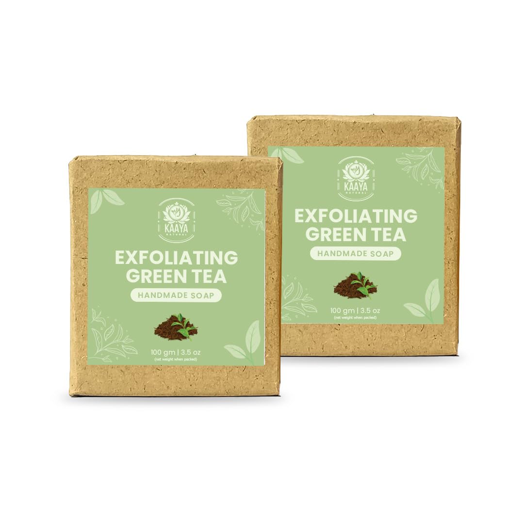 Kaaya Natural Green Tea Anti-Tan Handmade Soap for Face & Body - 100g (Pack of 2) | Organic, Vegan & Cruelty-Free | Brightens Skin & Reduces Tan | Perfect for Daily Skincare Routine, Travel & Gifts