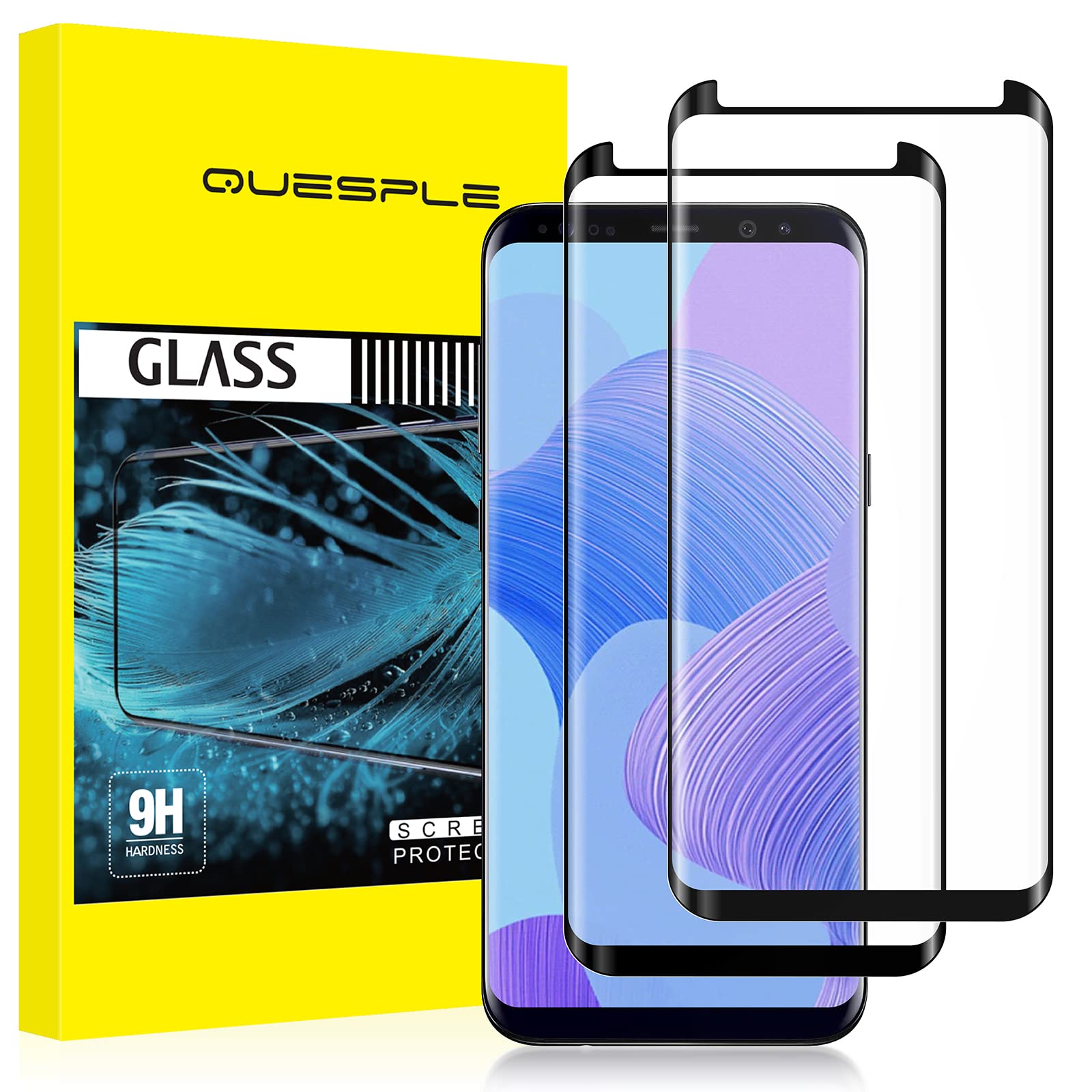 2 Pack Tempered Glass Screen Protector for Samsung Galaxy S9 Plus - 3D Curved, Full Coverage, Anti-Scratch, HD Clear - Perfect for Work, Gaming & Daily Protection