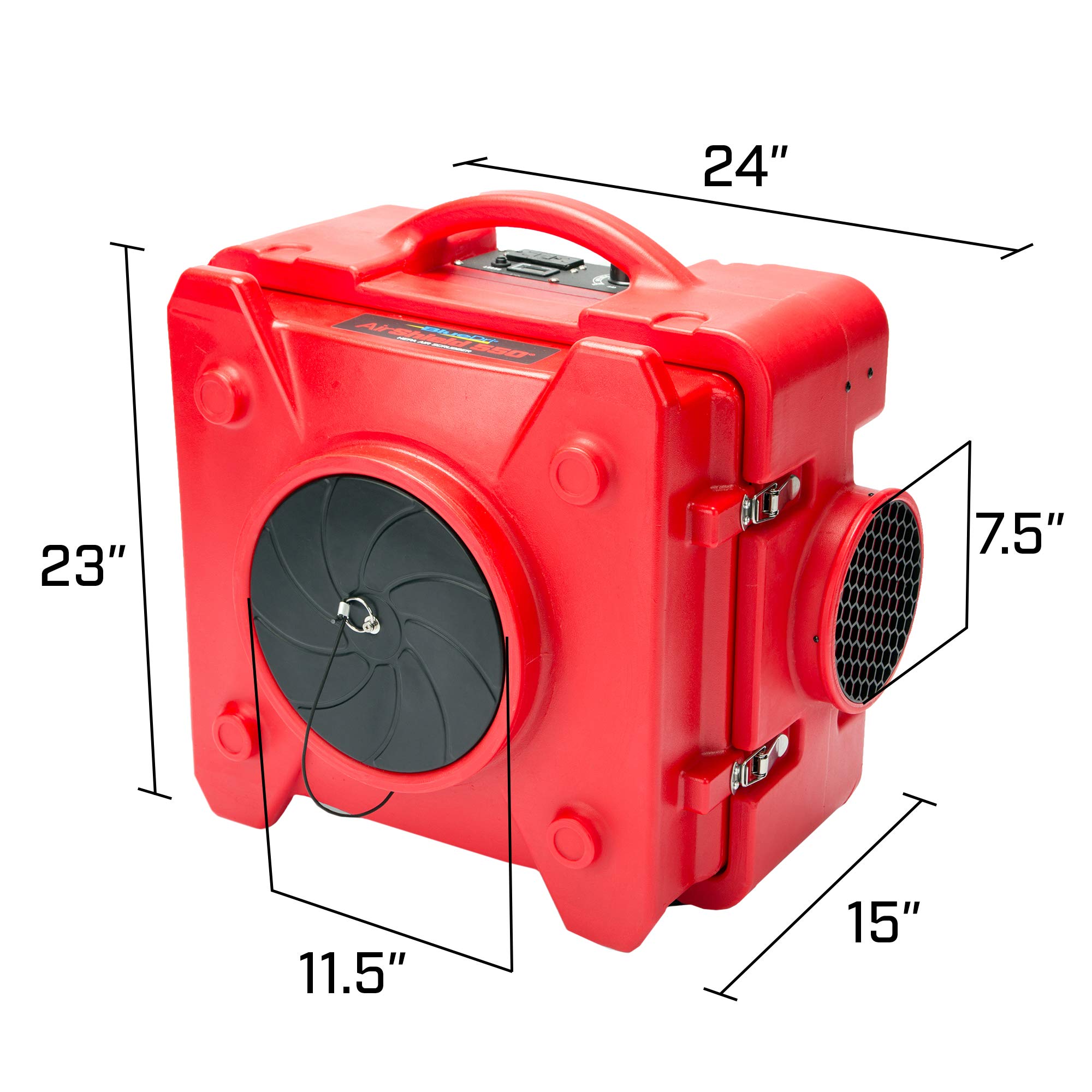 BlueDri BD-AS-550-RD Commercial HEPA Air Scrubber - Negative Air Machine for Water Damage Restoration, Mold Remediation & Air Purification | Ideal for Construction Sites, Fire Restoration & Industrial Cleaning (Red)