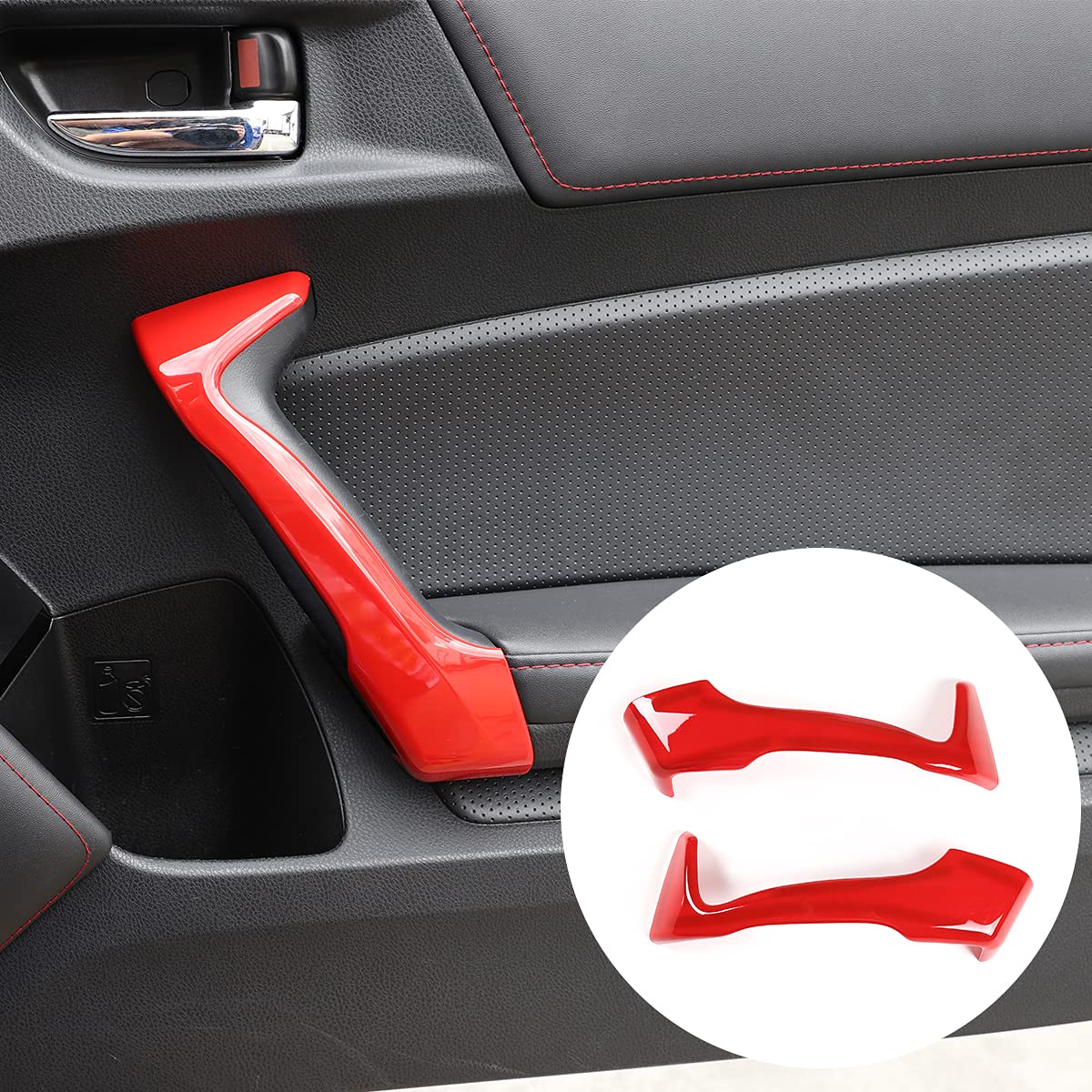 Red ABS Car Interior Door Panel Handle Cover Decorative Frame - Compatible with Subaru BRZ & Toyota 86 (2013-2020 Models) - Easy Installation & Premium Upgrade for Car Interior Styling