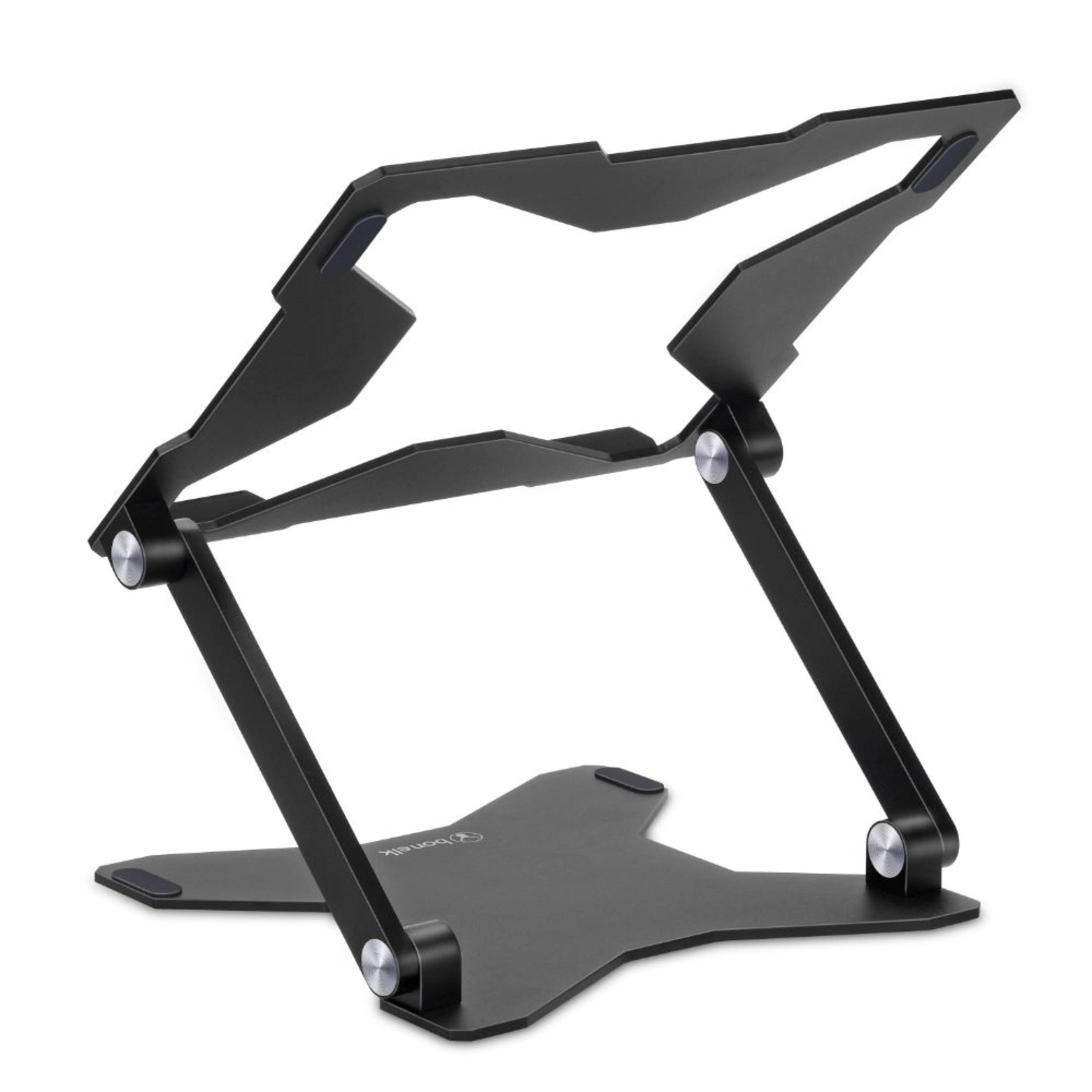 Bonelk Elevate Flow Adjustable Laptop Stand - Ergonomic Aluminum Computer Riser for Desk (Black) - Perfect for Home Office, Workstation & Coffee Shop Use