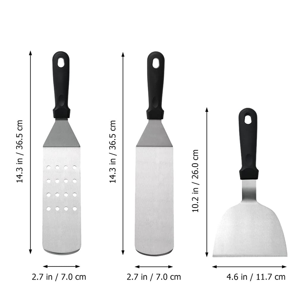 DOITOOL 3-Piece Stainless Steel Grill Spatula Set - Heavy Duty Flat Top Griddle Turner for Outdoor BBQ, Pancakes & Teppanyaki - Perfect for Camping, Backyard Cooking & Commercial Kitchen Use