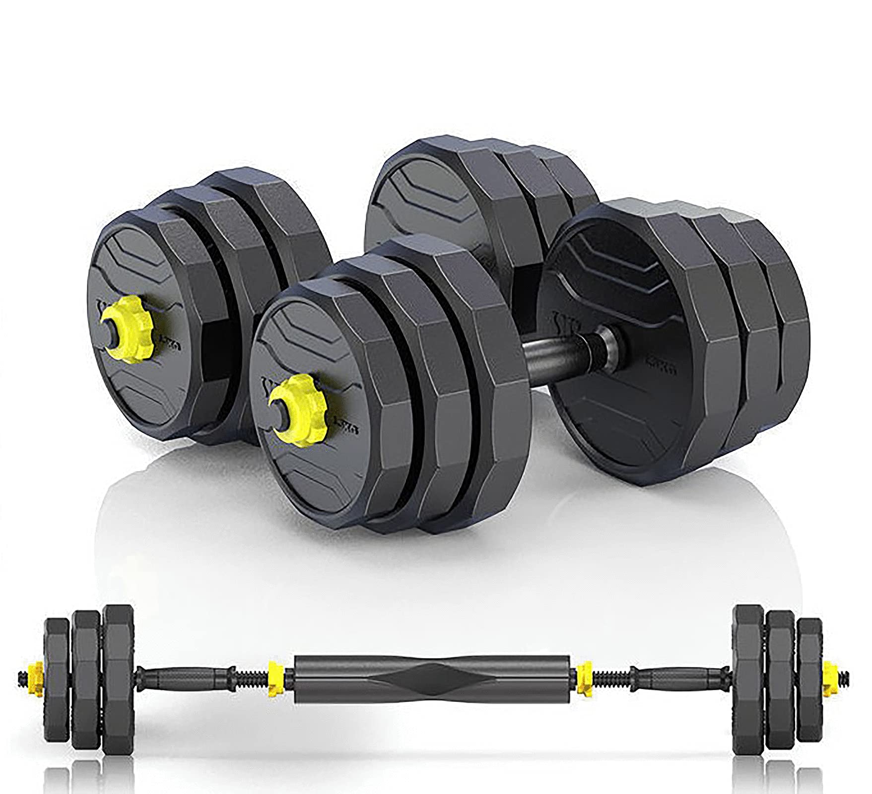ZOESHOW 44lb Adjustable Dumbbell Set for Men - Home Gym Equipment with Barbell & Kettlebell - Multifunctional Strength Training Kit - Perfect for Home Workouts, Father's Day Gifts & Fitness Enthusiasts