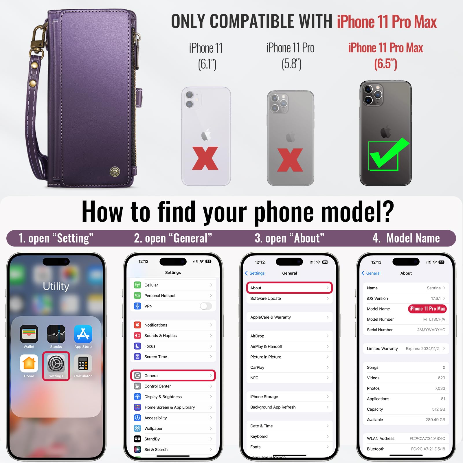 RFID Blocking PU Leather Wallet Phone Case for iPhone 11 Pro Max (6.5