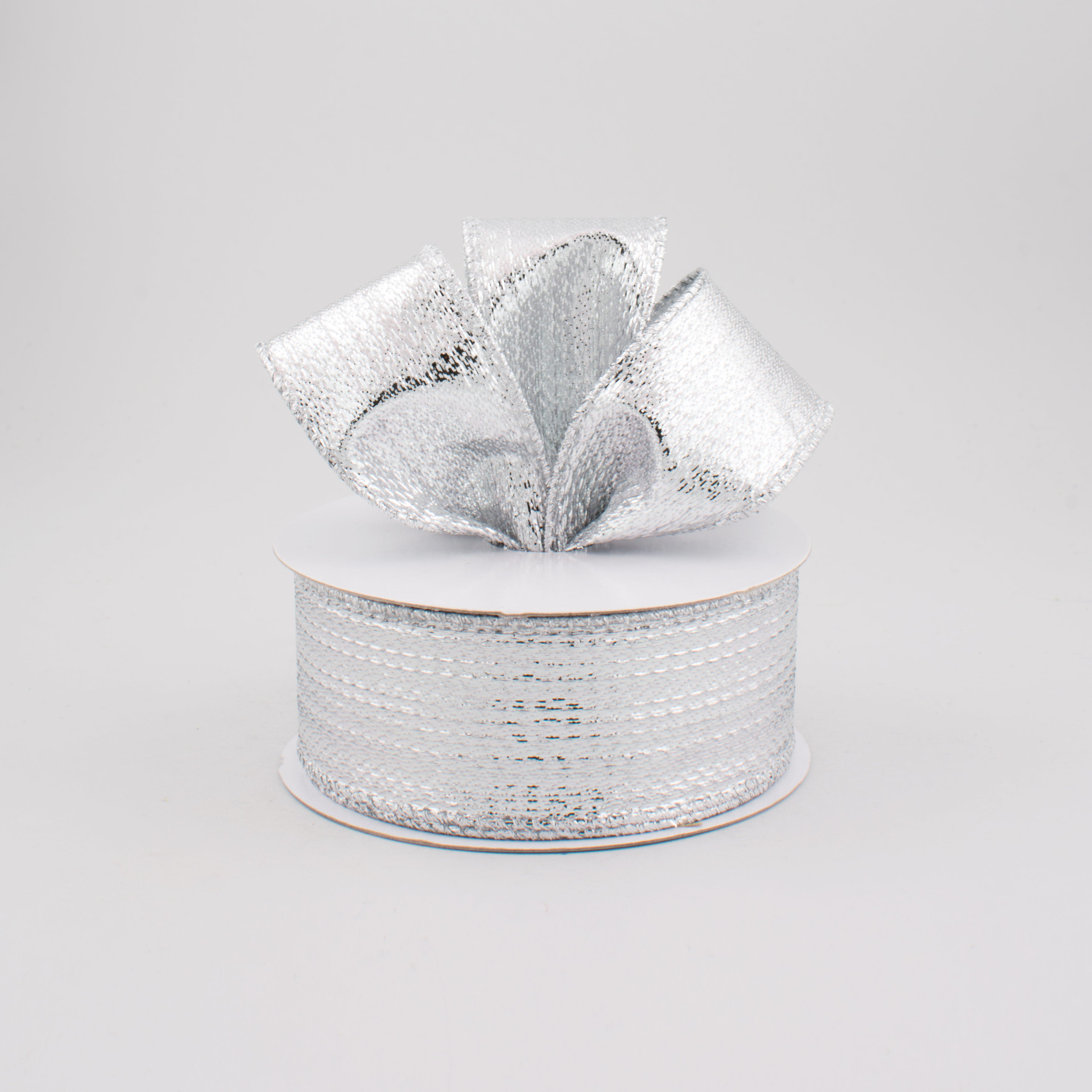 1.5 Inch Metallic Lame Ribbon Silver - 10 Yards Bulk Spool for Gift Wrapping, DIY Crafts, Wedding Decorations, Hair Bows and Party Supplies
