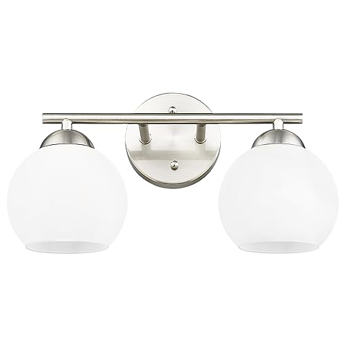 Brushed Nickel & Milk Glass -2 Light