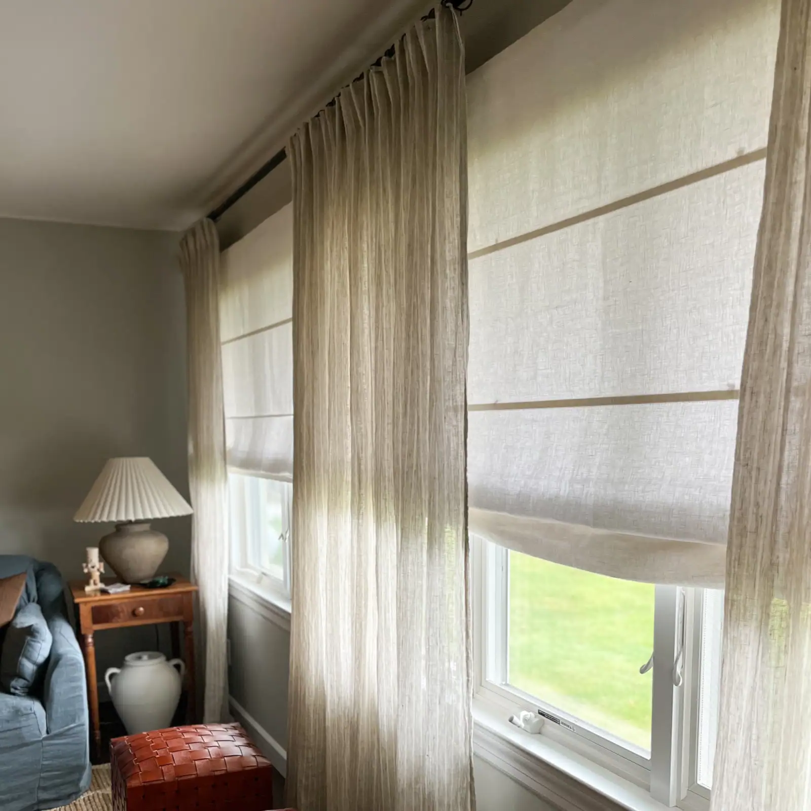 Premium Belgian Linen Cordless Roman Shades - Blackout Window Treatments for Bedroom & Living Room - Plus Size Custom Window Coverings