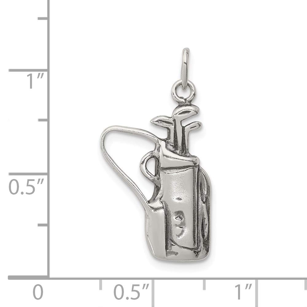 Vintage 925 Sterling Silver Golf Club Bag Charm - Handmade Antique Jewelry for Golf Enthusiasts | Perfect for Golf Bags, Keychains & Gifts