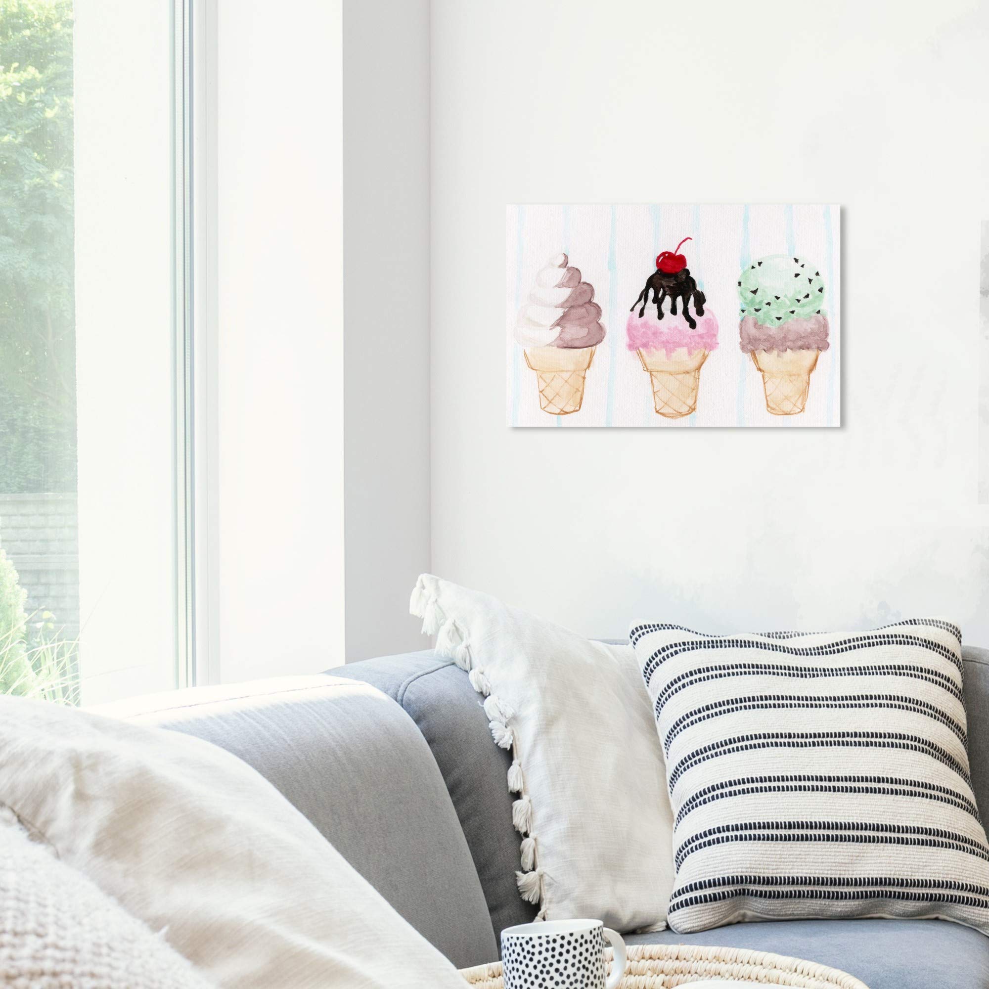 Wynwood Studio Ice Cream & Milkshakes Wall Art Canvas Print - 20x30 Inch Pink & White Food-Themed Home Decor for Kitchen, Diner, or Bedroom
