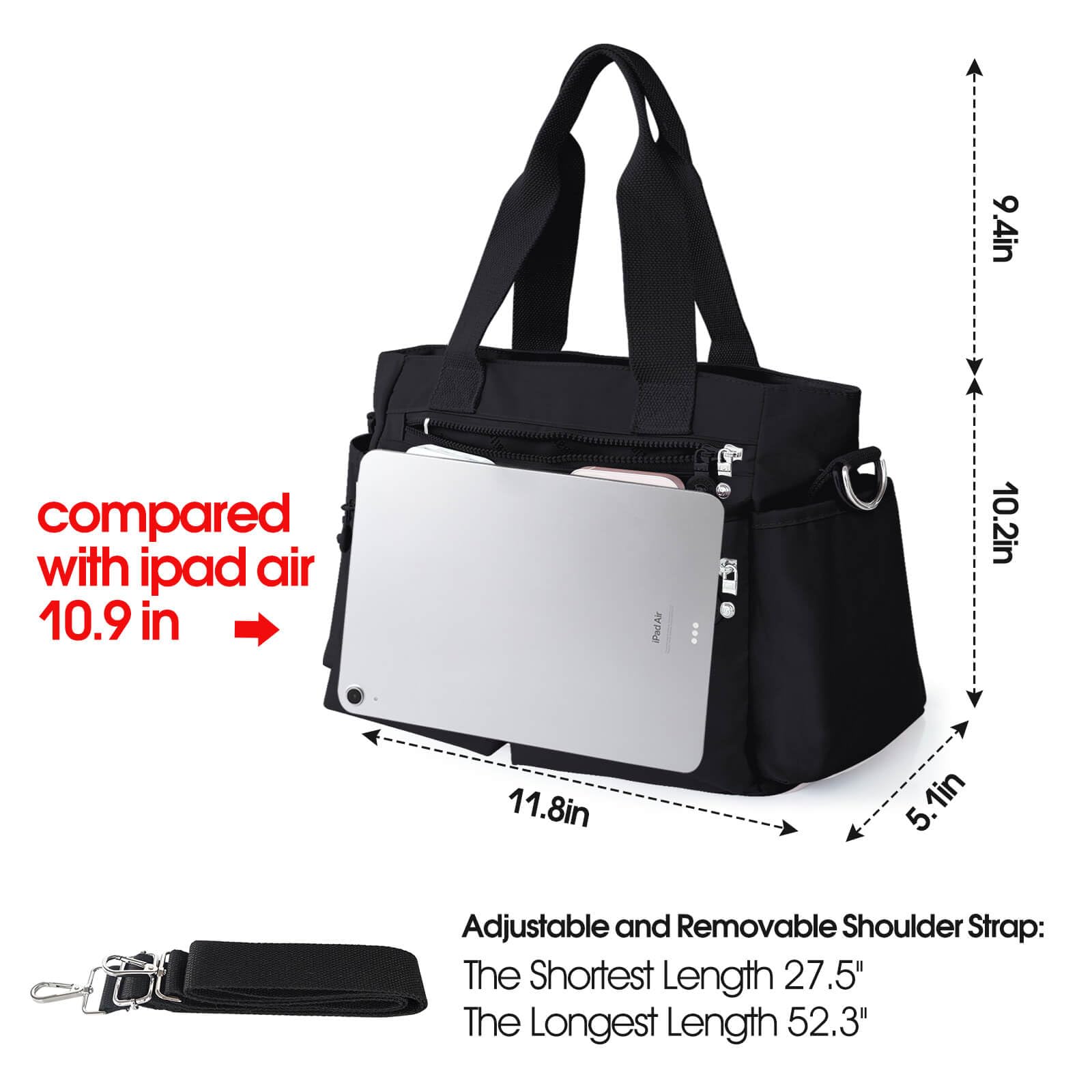 Waterproof Tote Bag with Zipper Pocket - Large Capacity Crossbody Shoulder Bag for Women, Durable Work Travel Tote - Perfect for Commuting, Shopping & Gym Essentials