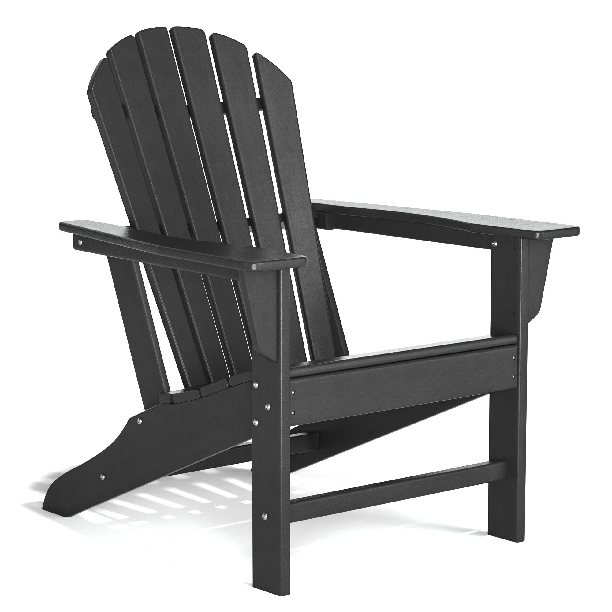**DAILYLIFE HDPE Adirondack Chair - Weather-Resistant Outdoor Patio Furniture for Deck, Garden, Backyard, Lawn, Fire Pit & Porch - Durable Plastic Resin Deck Chair (Black) - Perfect for Relaxing, Lounging & Outdoor Gatherings**