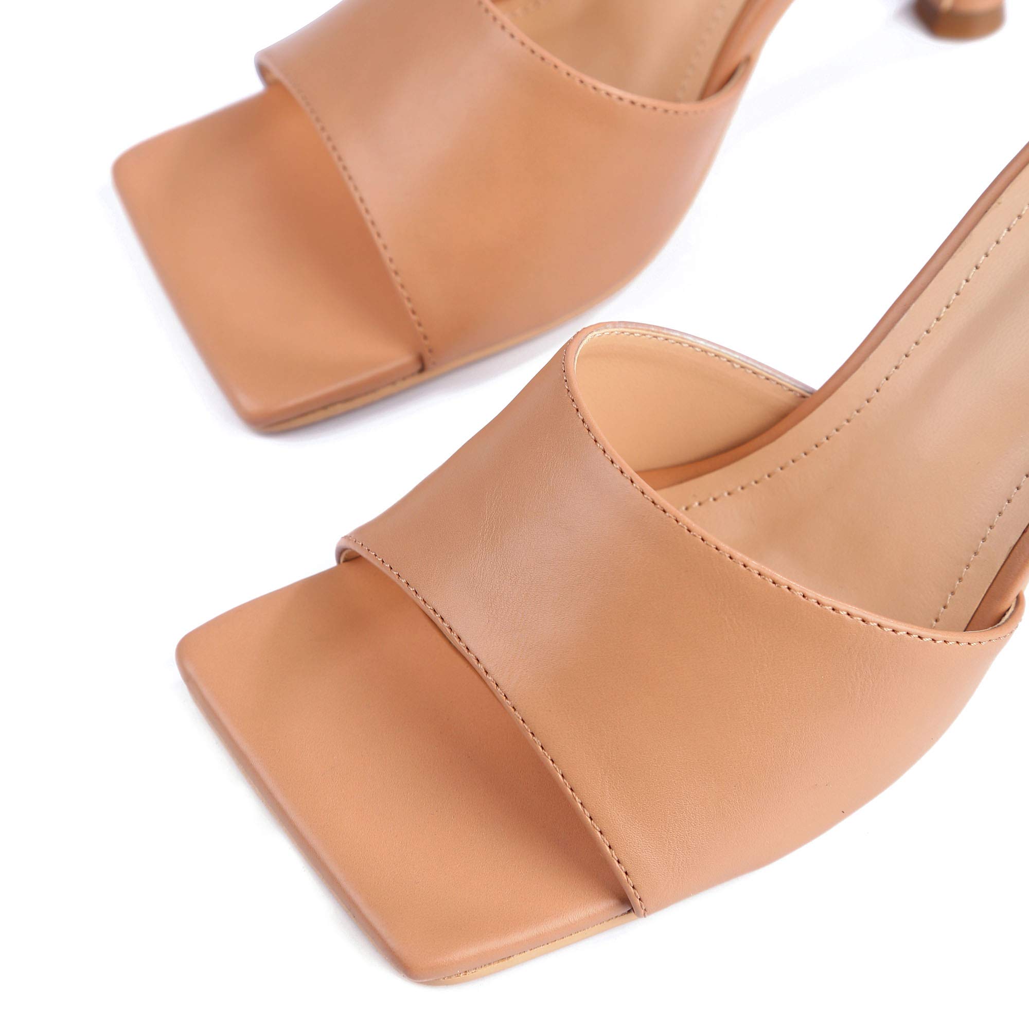 Cape Robbin Town Square White Mid Heel Open Toe Pumps Sandals for Women - Elegant Dress Shoes for Office, Party & Wedding Events
