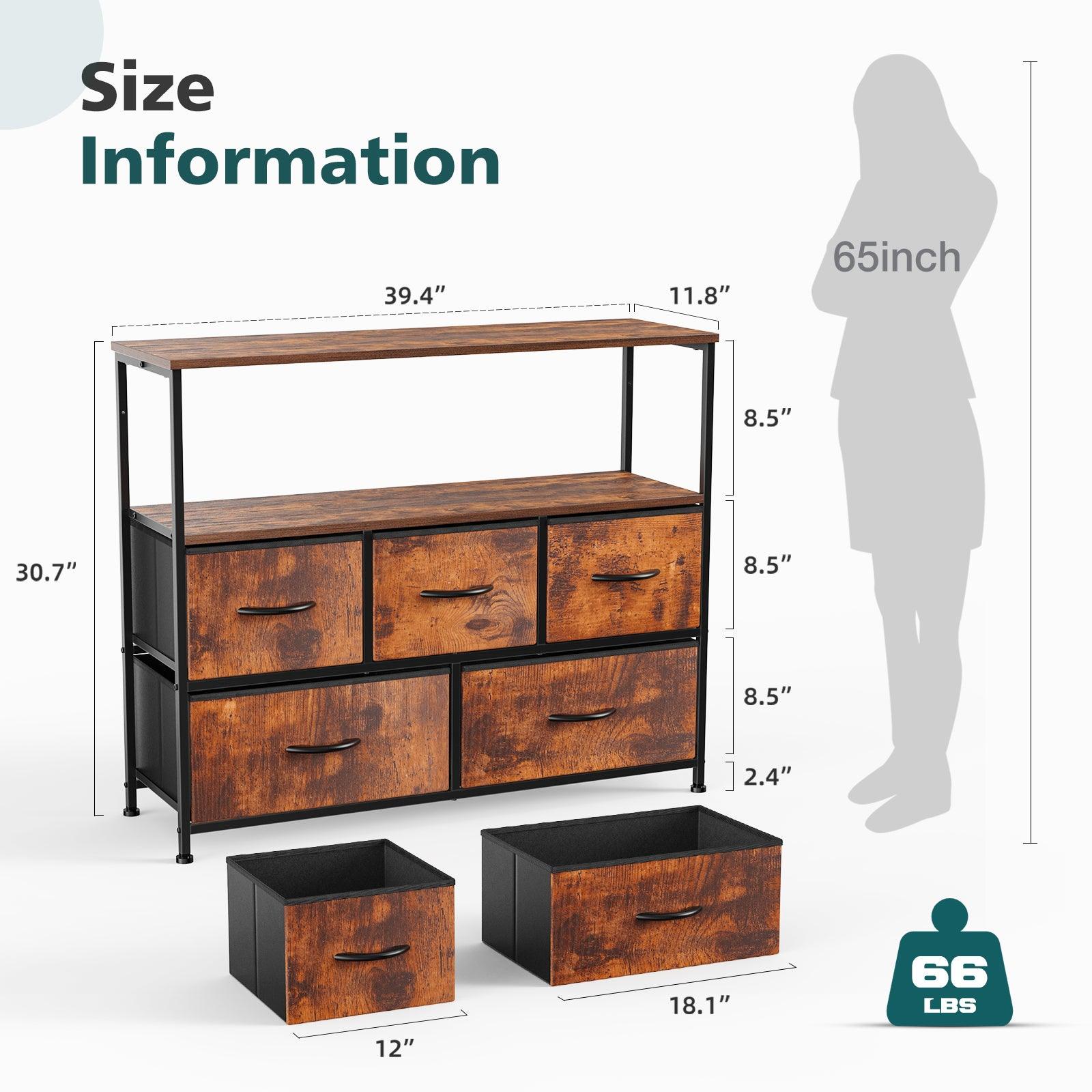 5-Drawer Fabric Dresser with Metal Frame - Modern Bedroom Storage Chest for Clothes & Accessories | Perfect for Small Spaces, Dorm Rooms & Apartment Organization