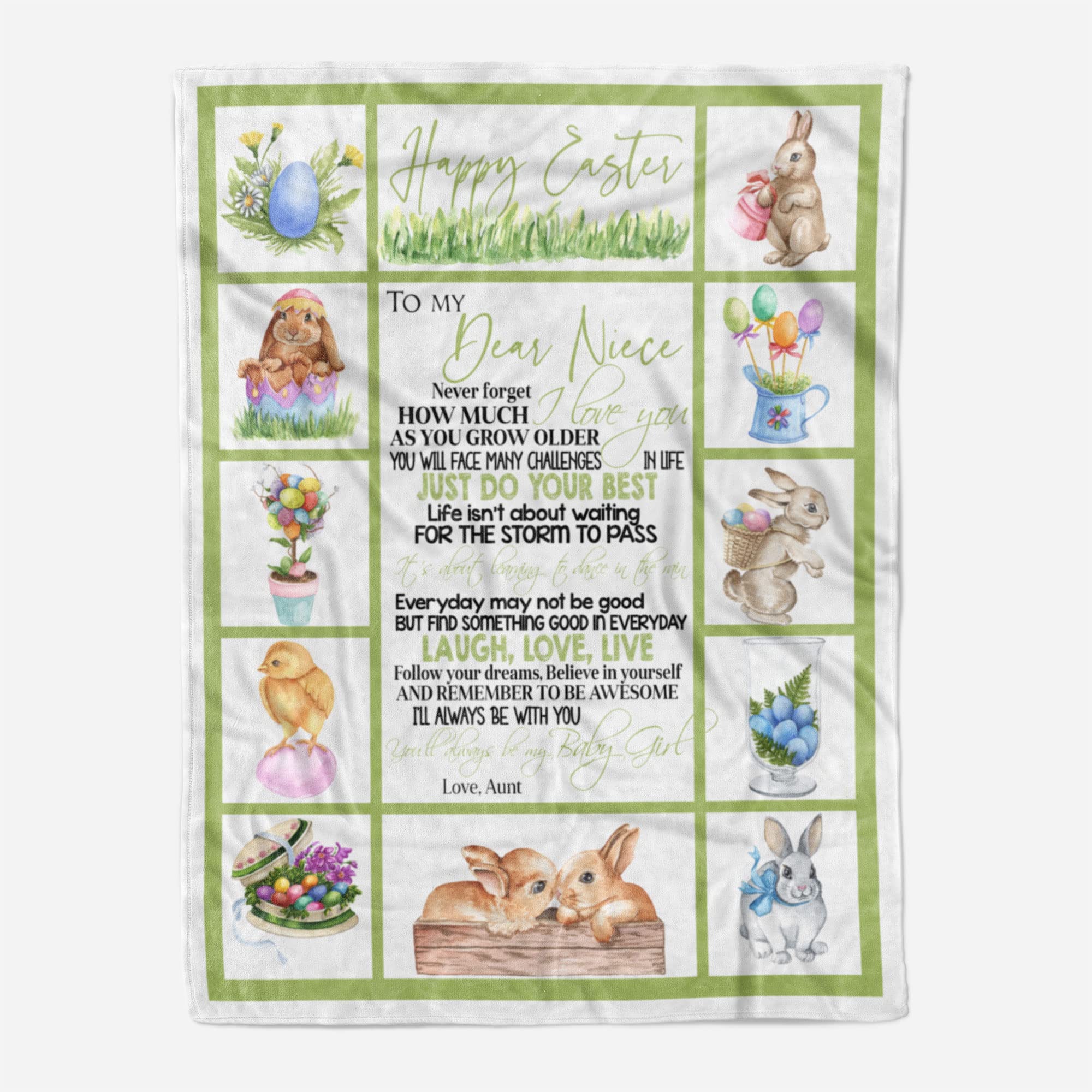 Personalized Uala Rogo Custom Fleece Blanket with Name - Easter, Birthday & Christmas Gift for Niece from Aunt - Cozy Throw Blanket for Bed, Sofa & Travel